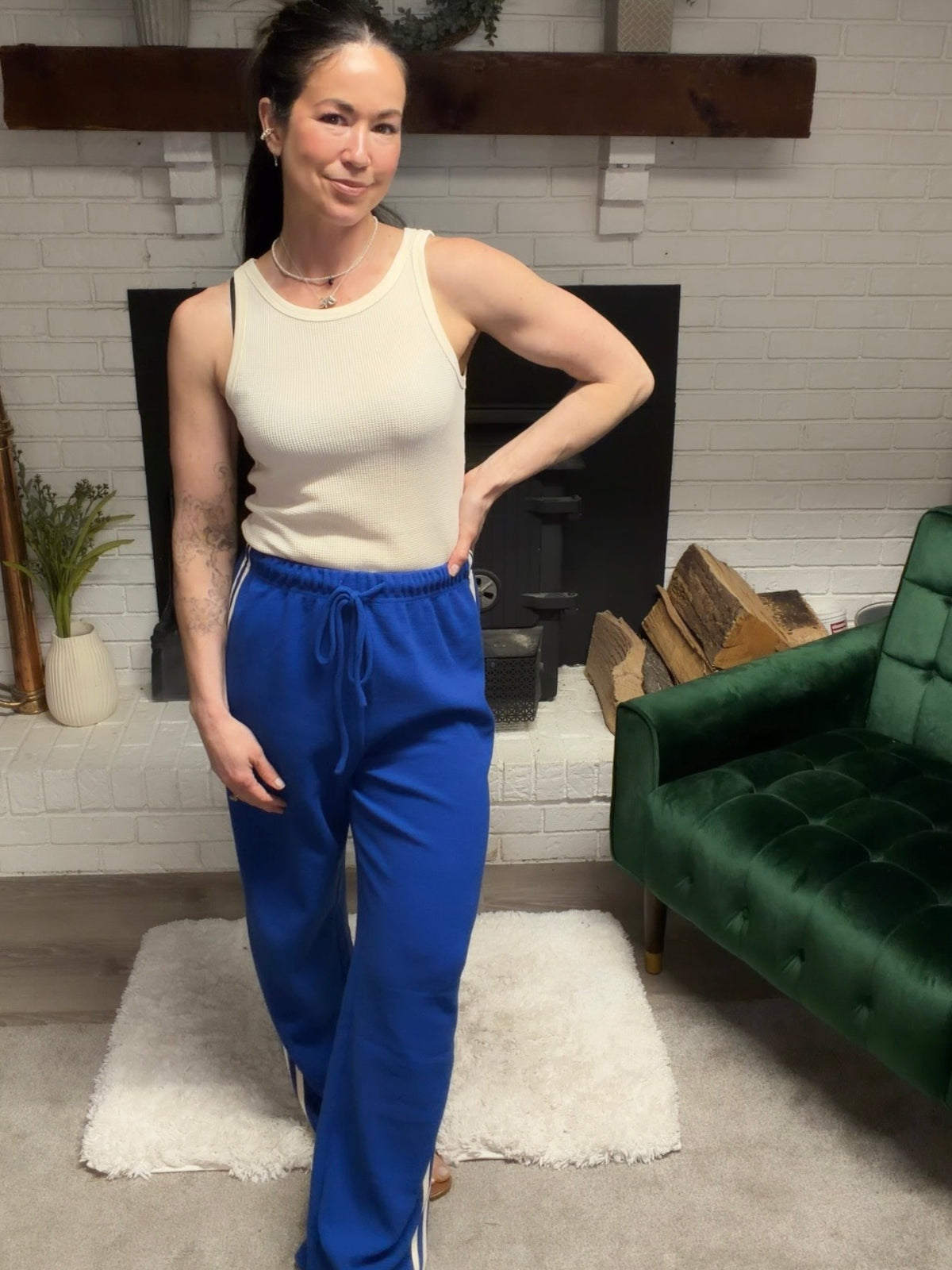 Cream Ribbed Tank Top