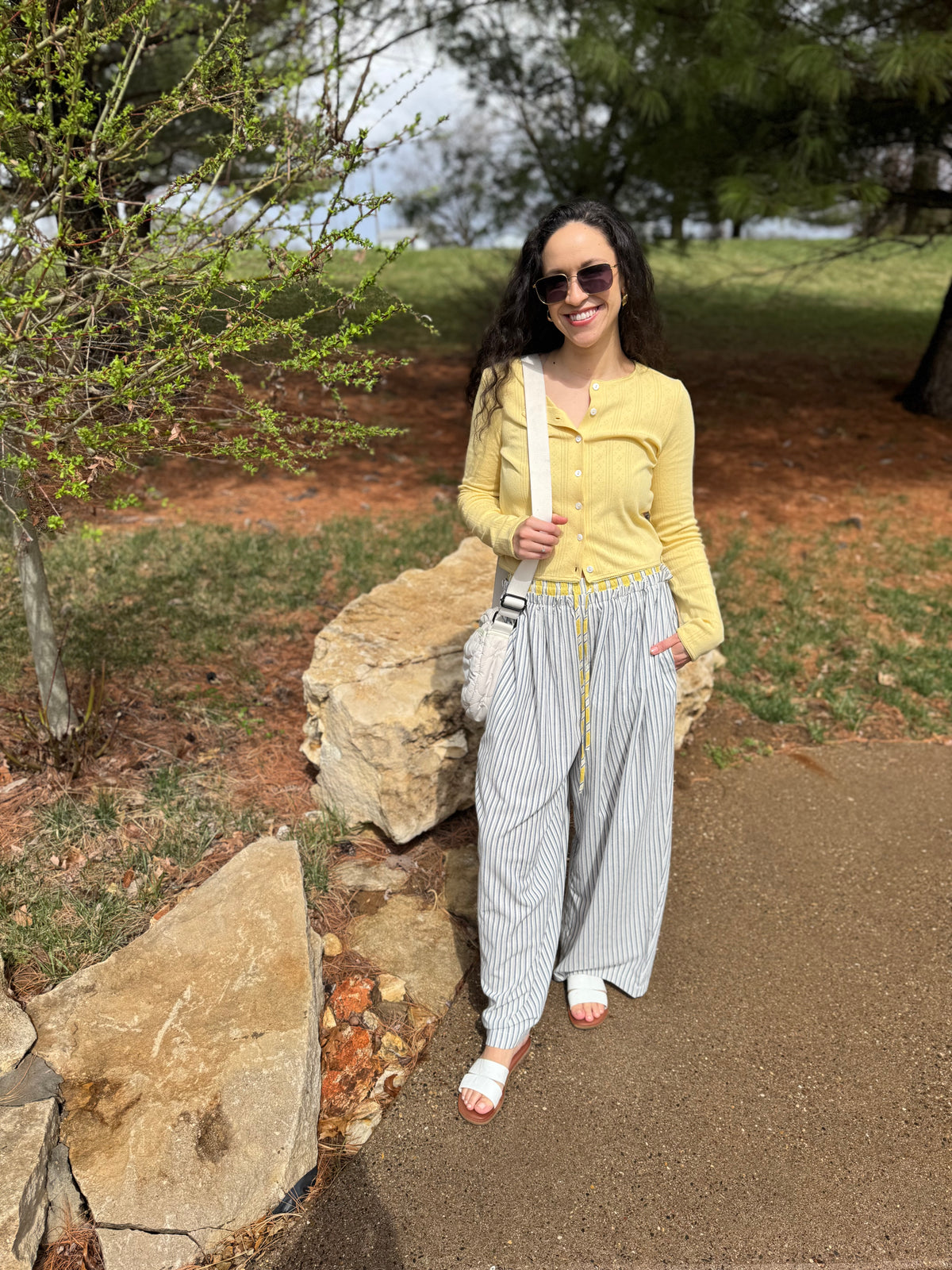 Navy & Yellow Relaxed Striped Lounge Pants