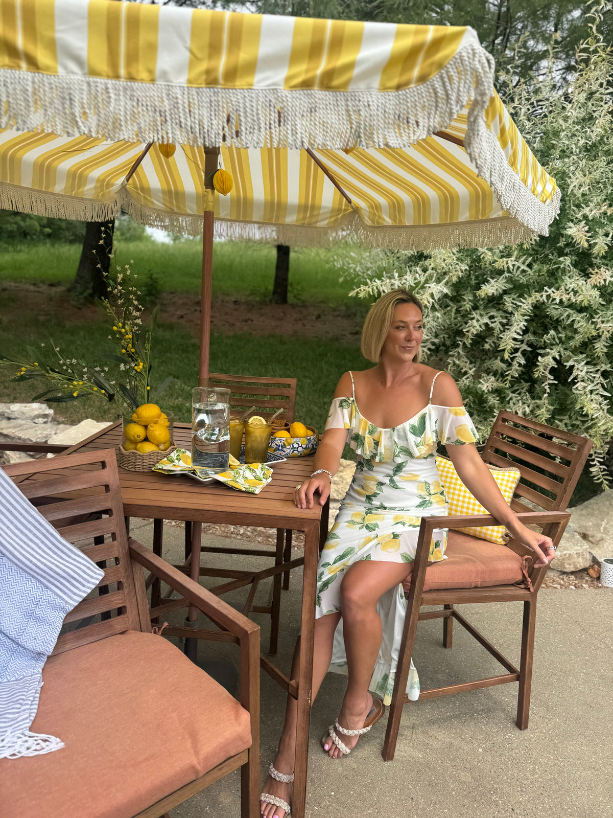 Lemon Side Slit Ruffle Dress