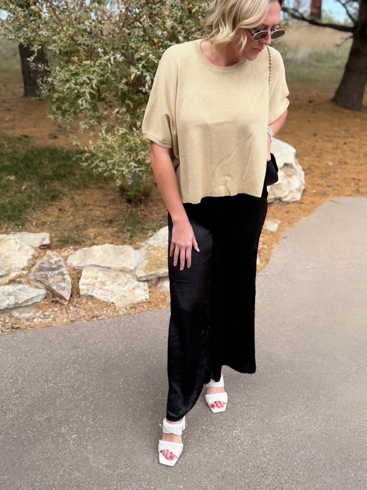 Black Satin Wide Leg Pants