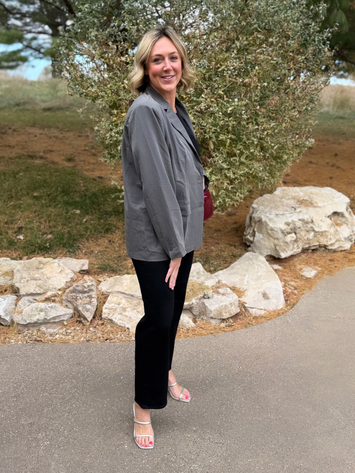 Charcoal Grey Oversized Blazer