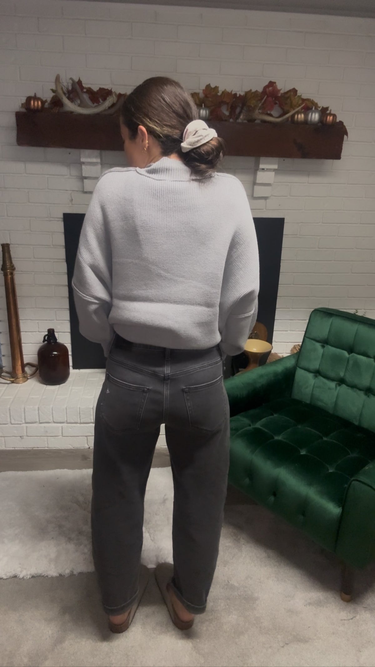 Sammie Medium Grey Stretch Cropped Barrel Jean