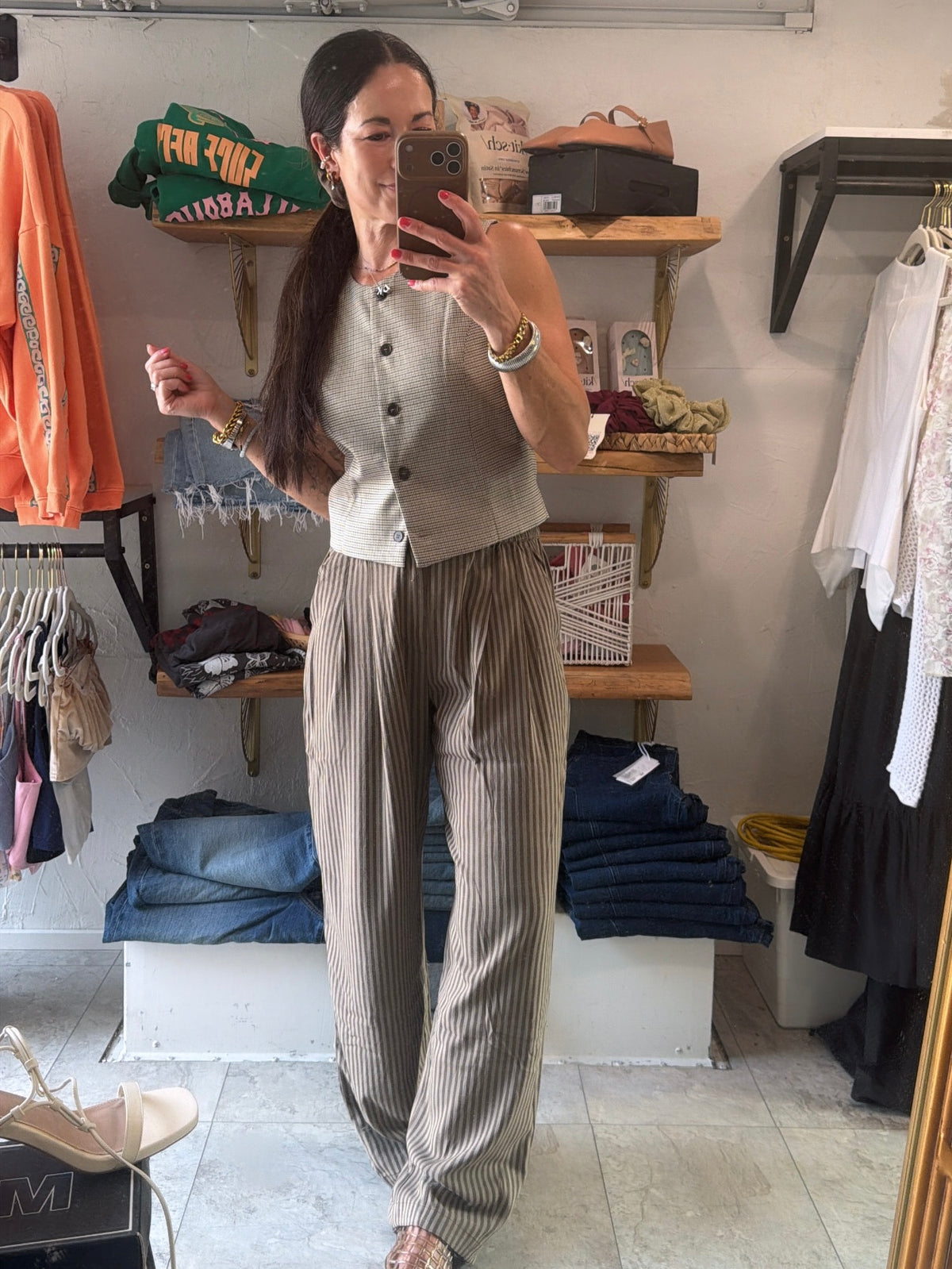 Brown Striped Trouser