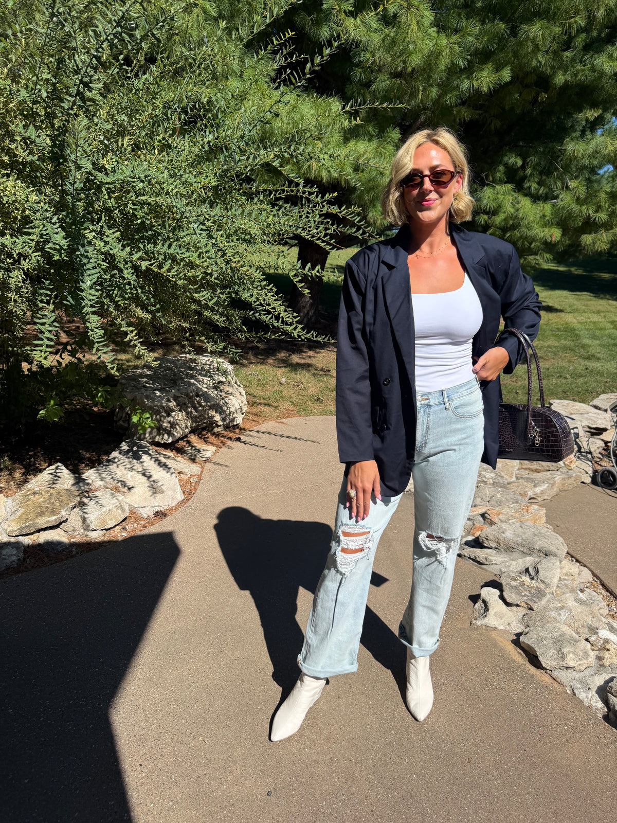 Navy Oversized Double Breasted Blazer