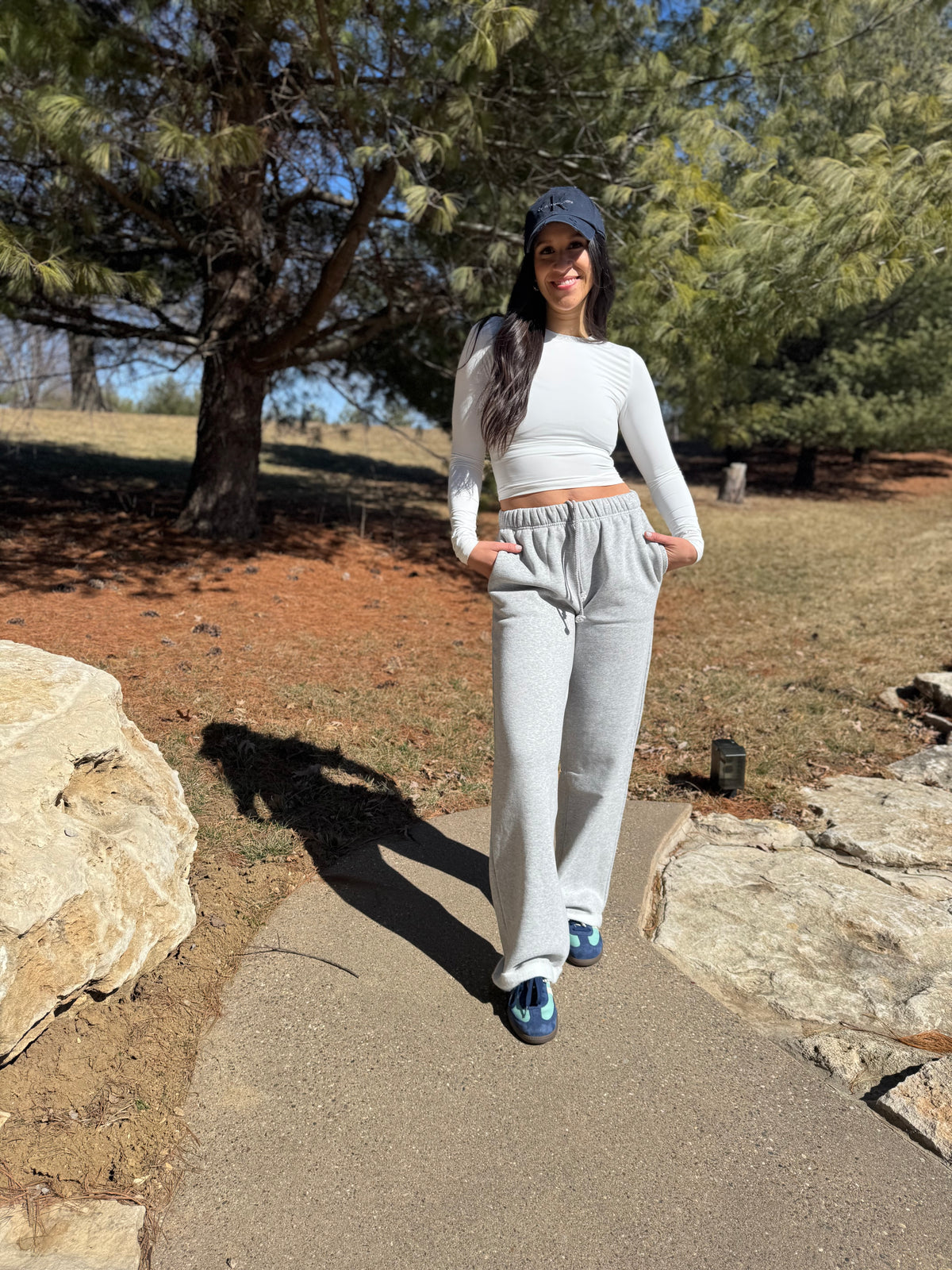 Heather Grey Wide Leg Fleece Sweatpants