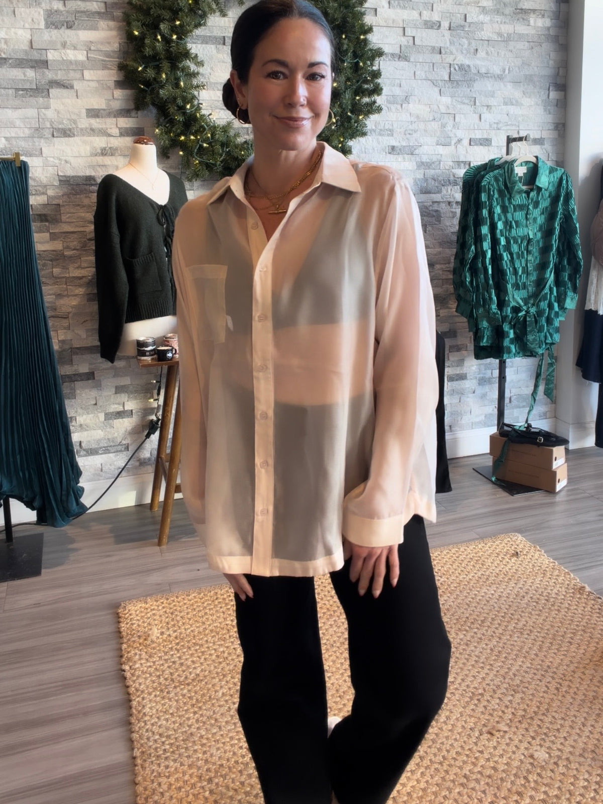 Soft Pink Sheer Organza Top