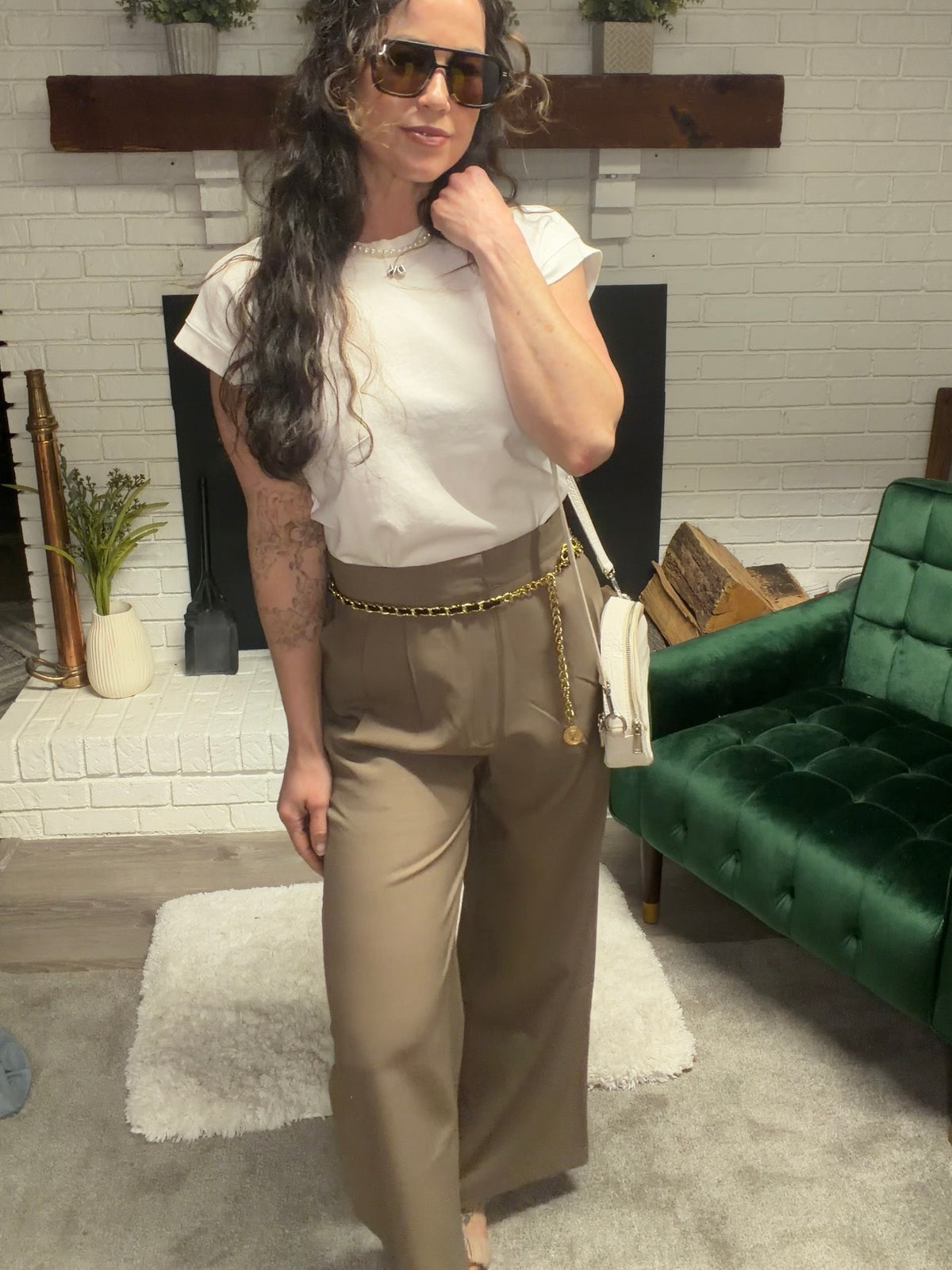 Light Brown Wide Leg Trouser