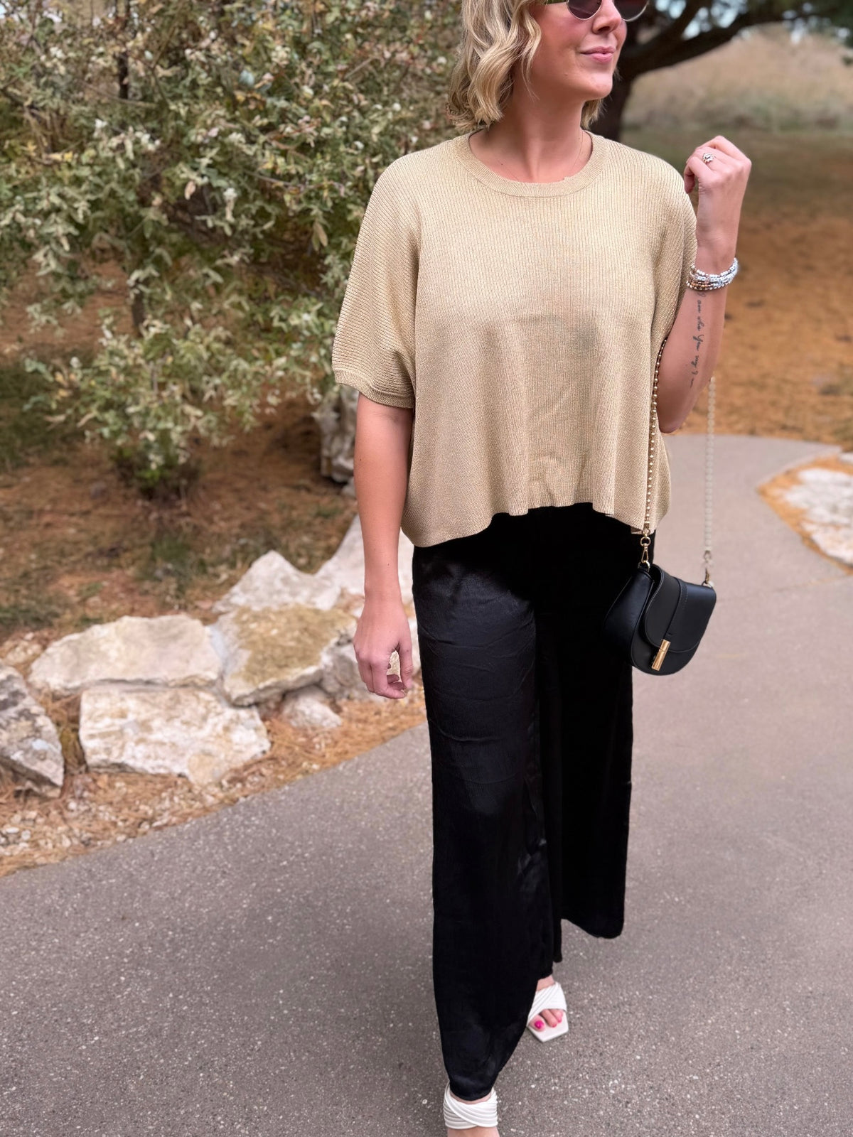 Black Satin Wide Leg Pants