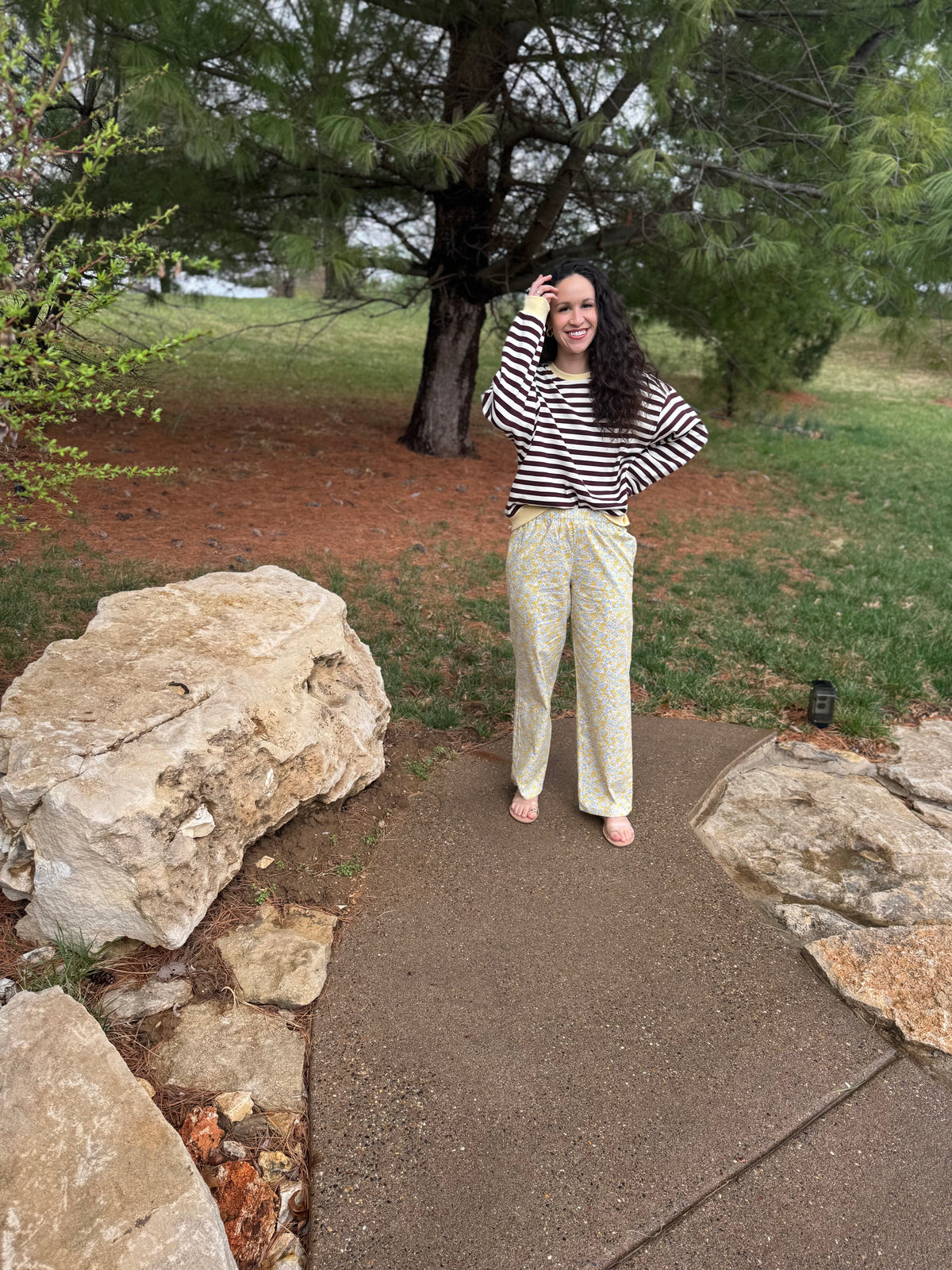 Yellow Floral Printed Lounge Pants