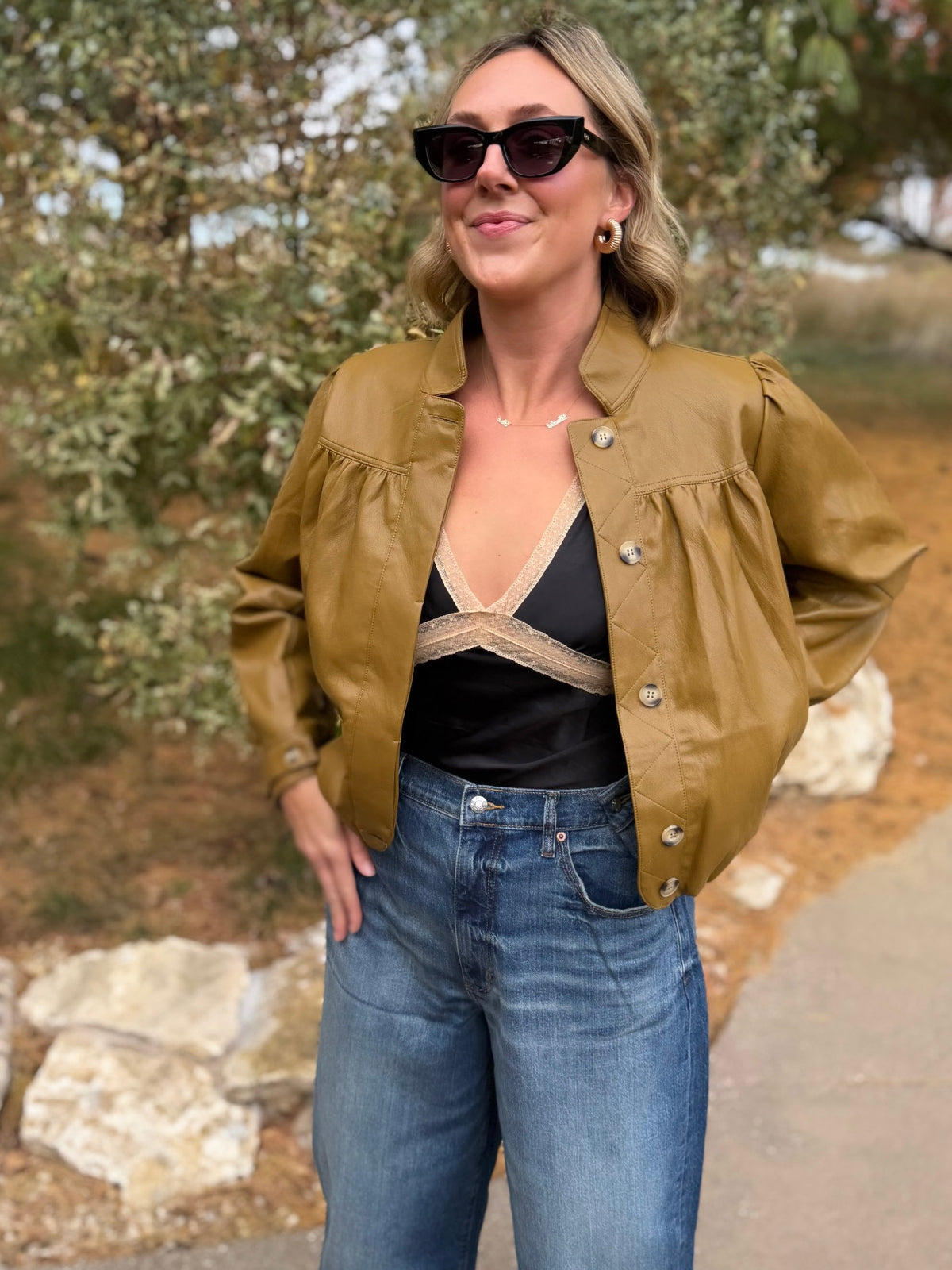 Olive Brown Super Soft Bubble Hem Jacket