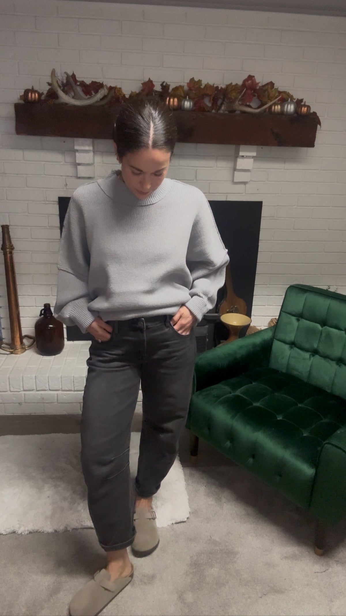 Sammie Medium Grey Stretch Cropped Barrel Jean