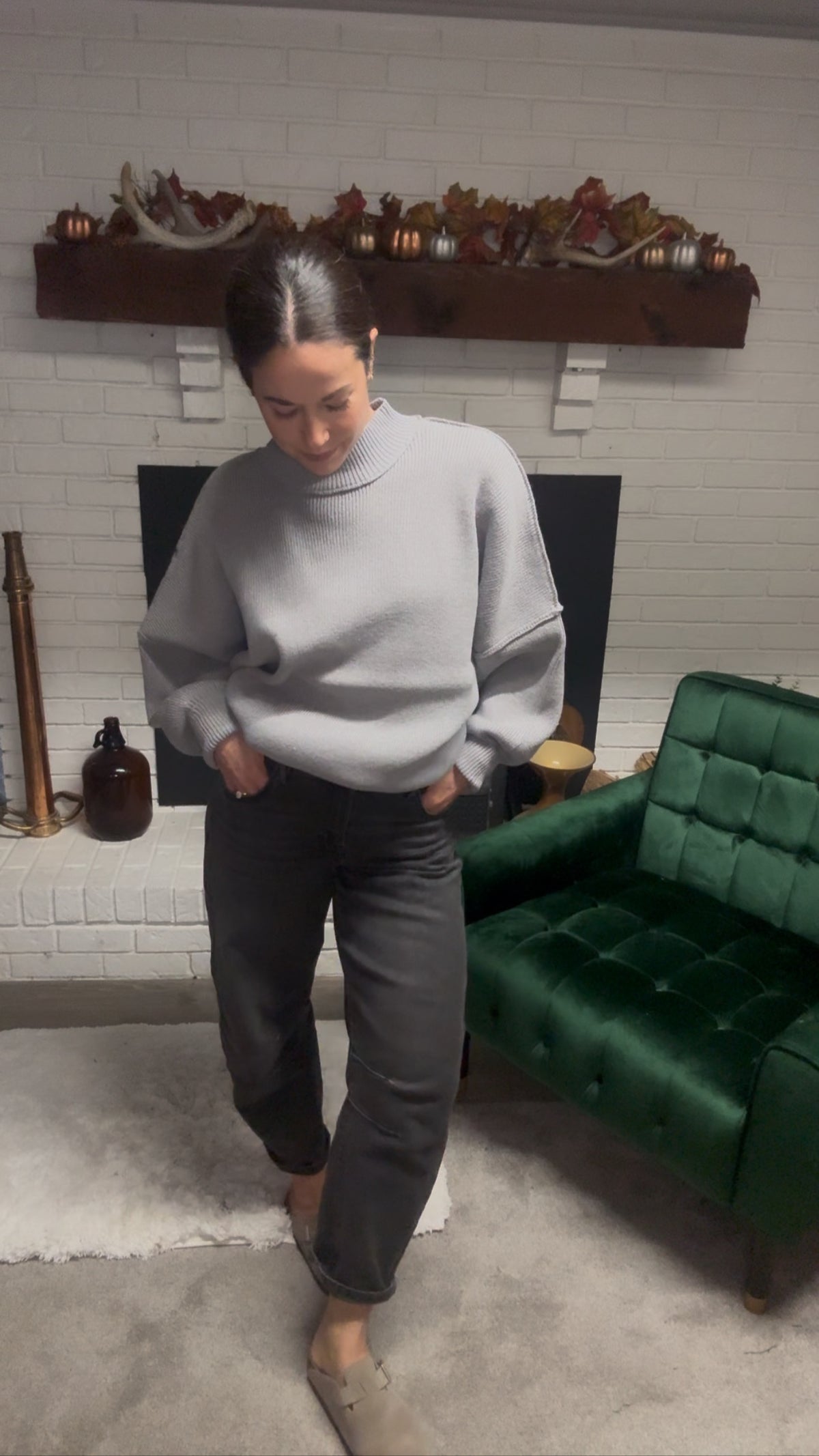 Sammie Medium Grey Stretch Cropped Barrel Jean