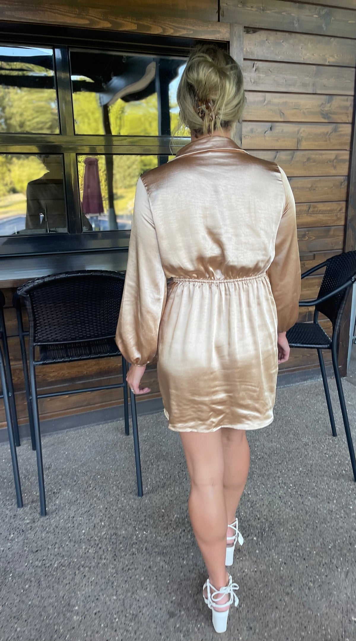 Champagne Gold Long Sleeve Mini Dress
