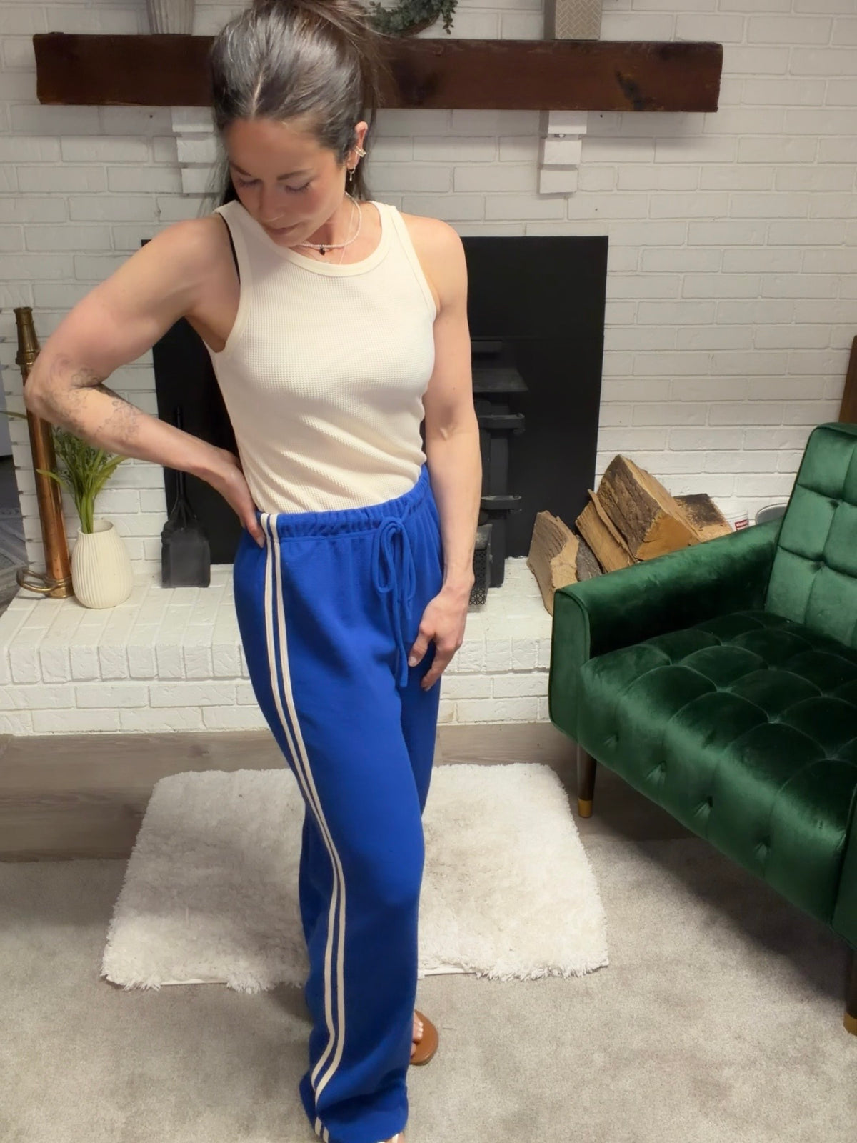Cream Ribbed Tank Top