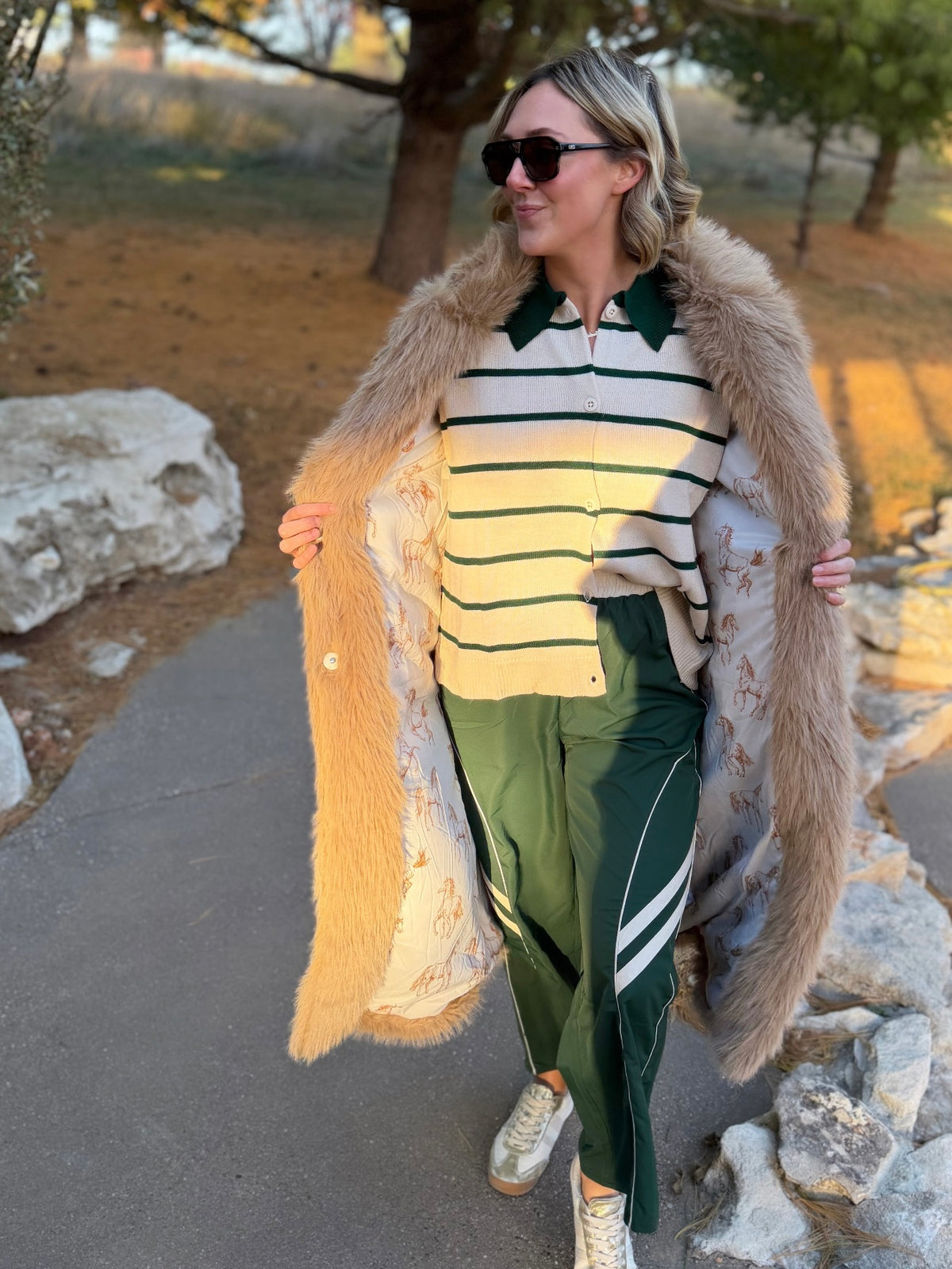 Camel Faux Fur Maxi Coat