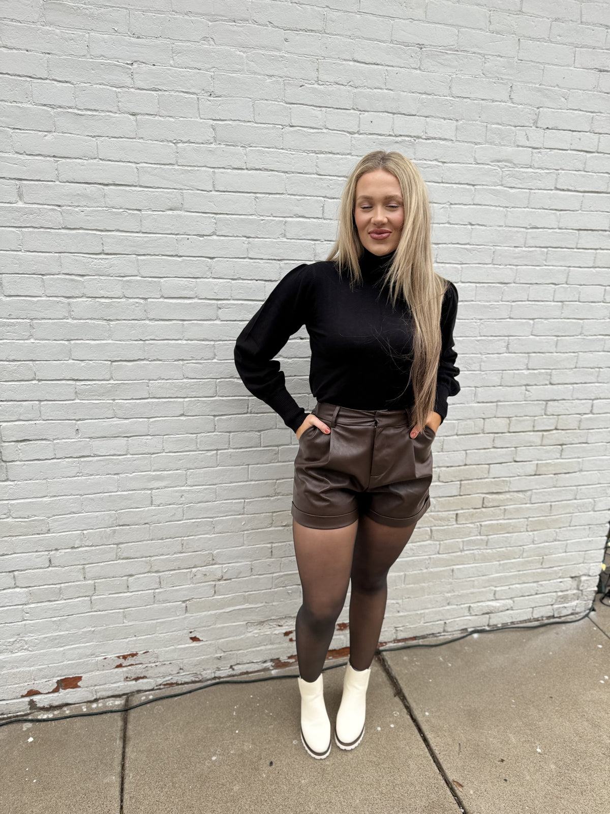 Chocolate Faux Leather Shorts