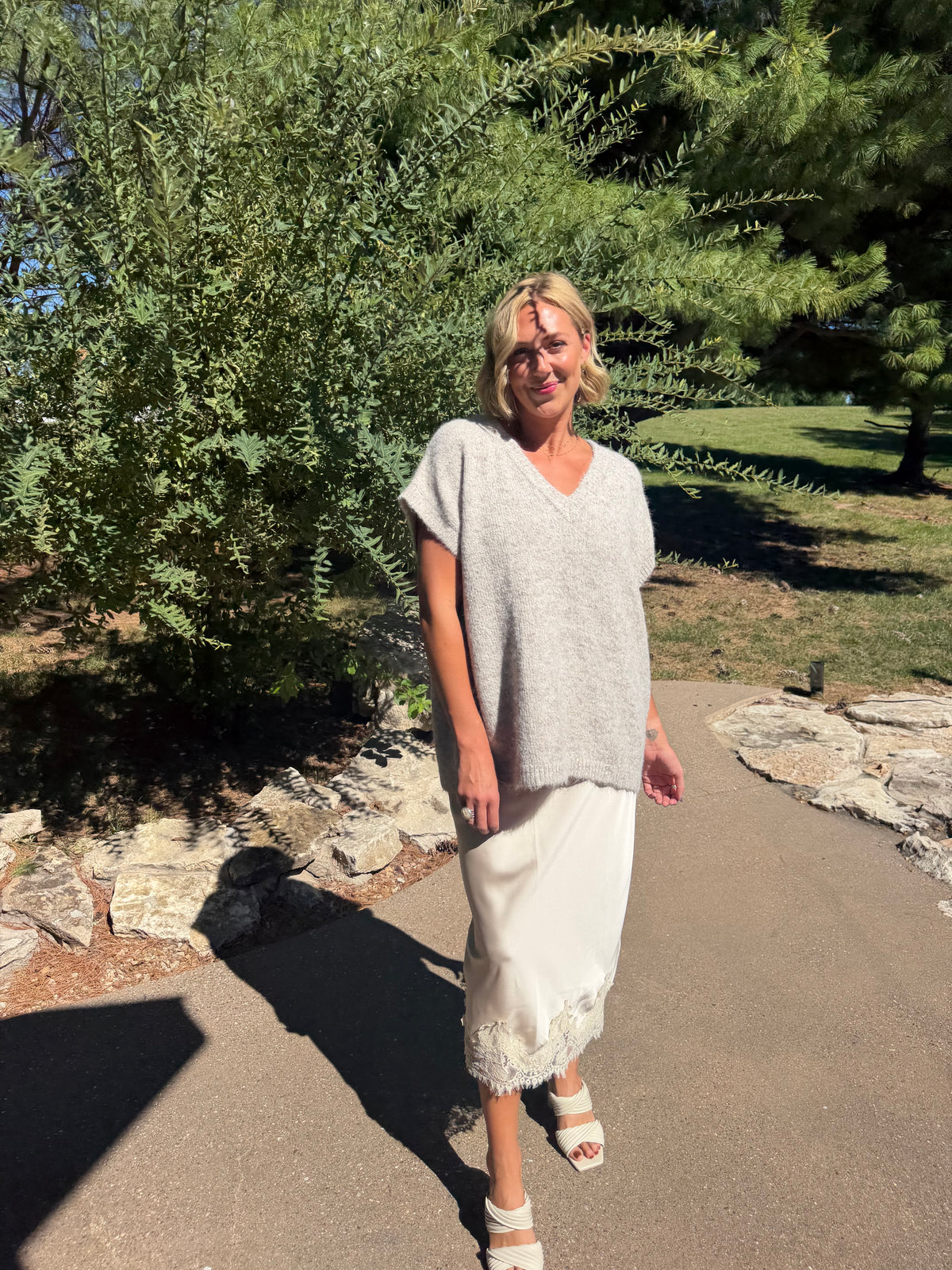 Oatmeal Oversized Sleeveless Sweater