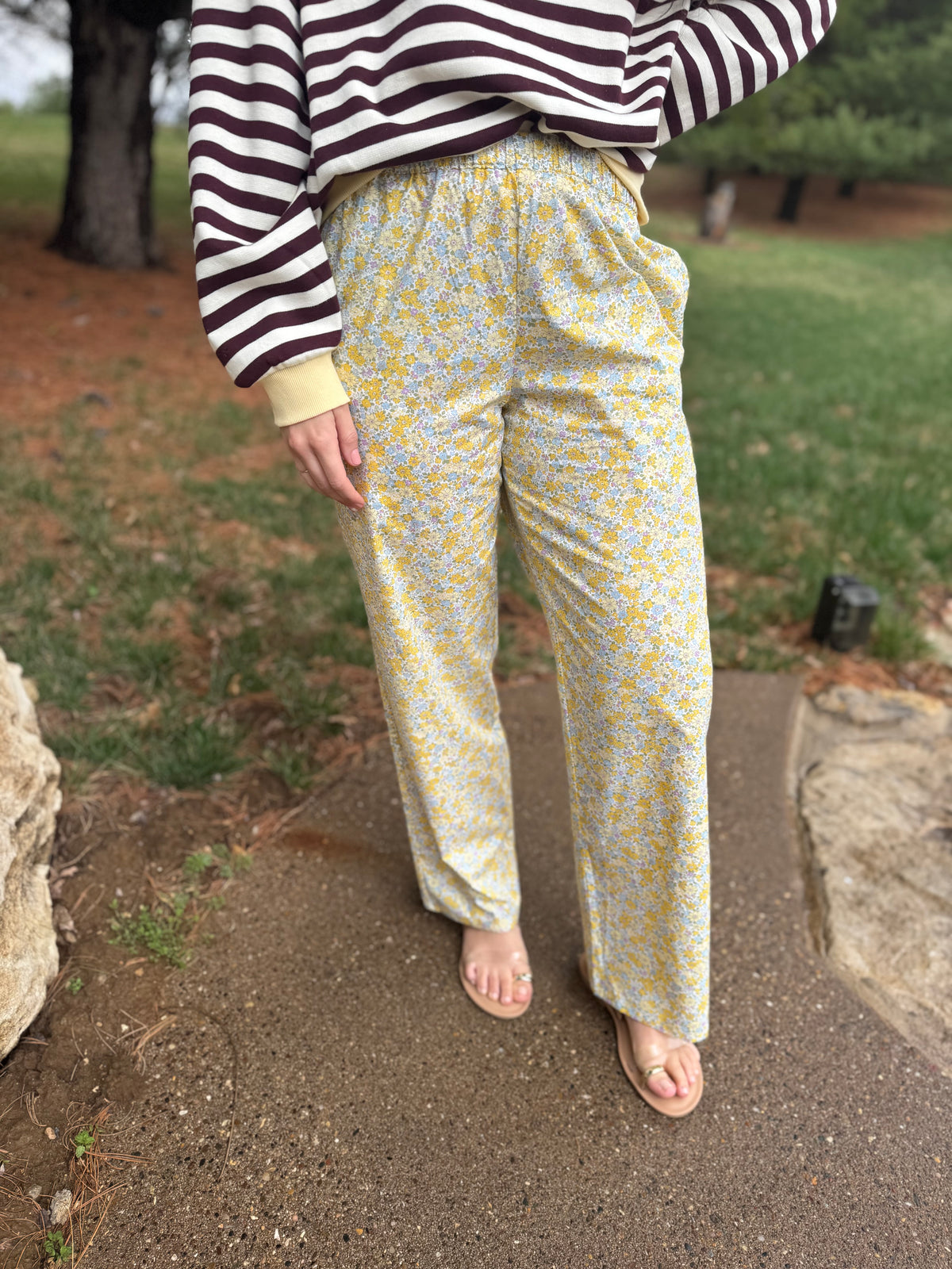 Yellow Floral Printed Lounge Pants