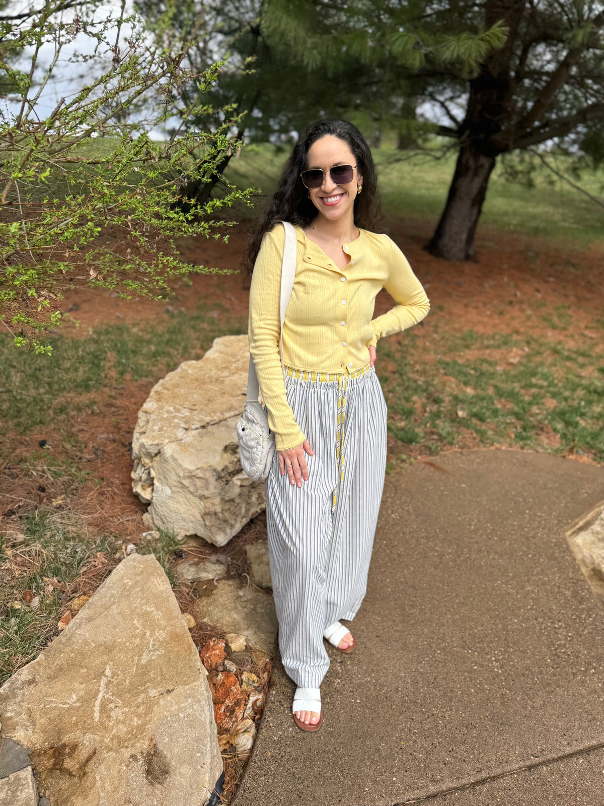 Navy & Yellow Relaxed Striped Lounge Pants