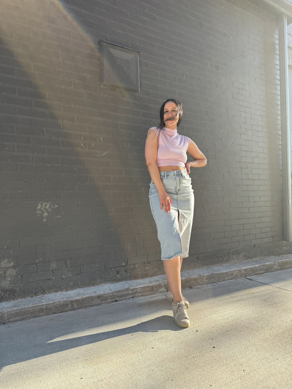 High Neck Sleeveless Lavender Top