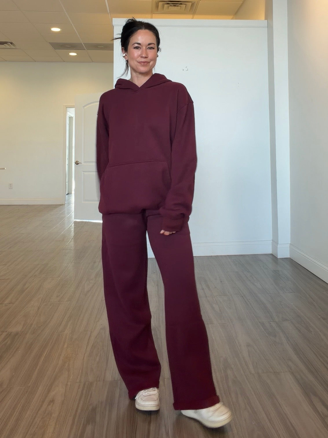 Black Cherry Cloud Fleece Wide Leg Sweatpants