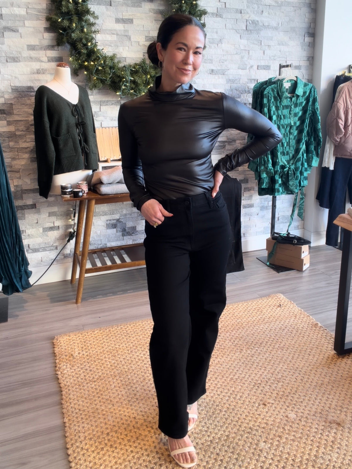 Black Faux Leather Bodysuit
