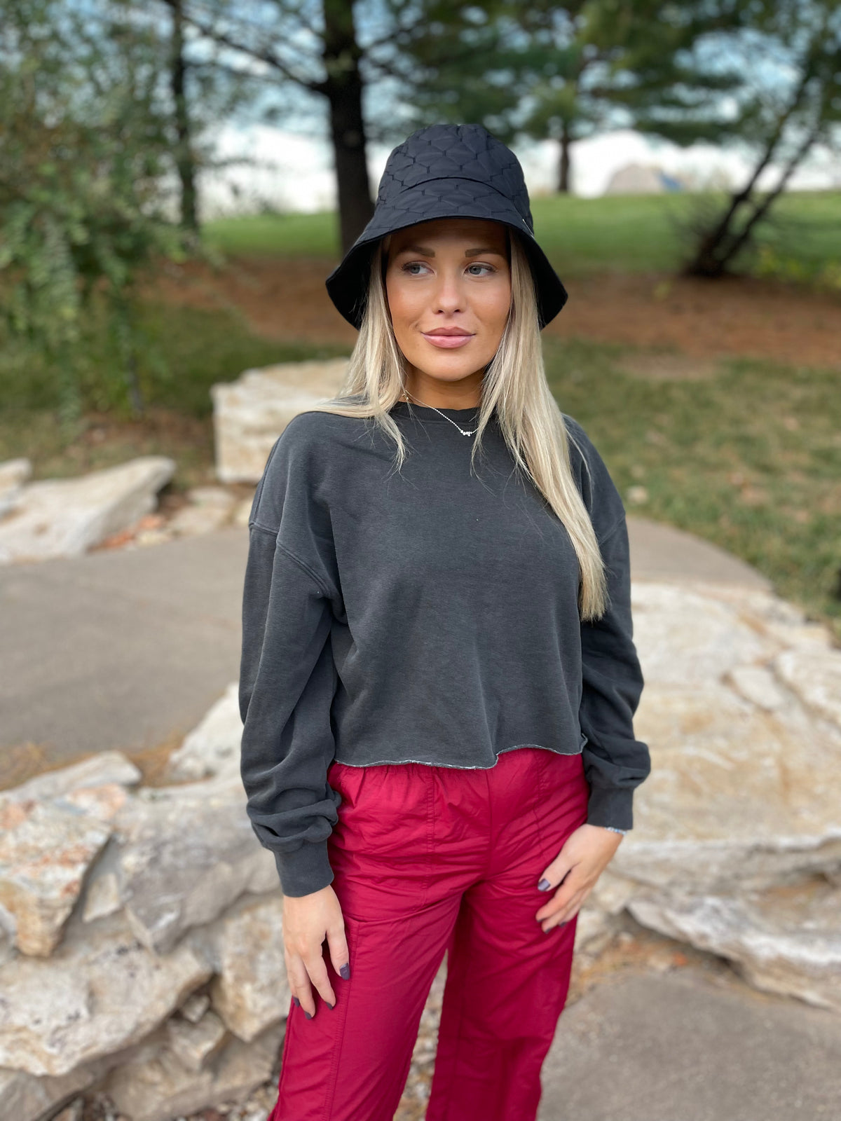 Charcoal Cropped Sweatshirt