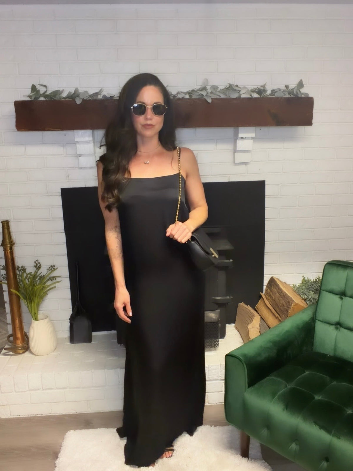 Black Spaghetti Strap Woven Slip Dress