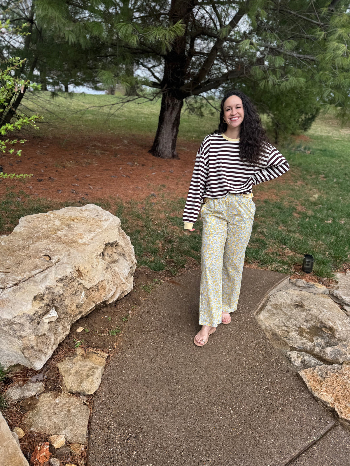 Yellow Floral Printed Lounge Pants