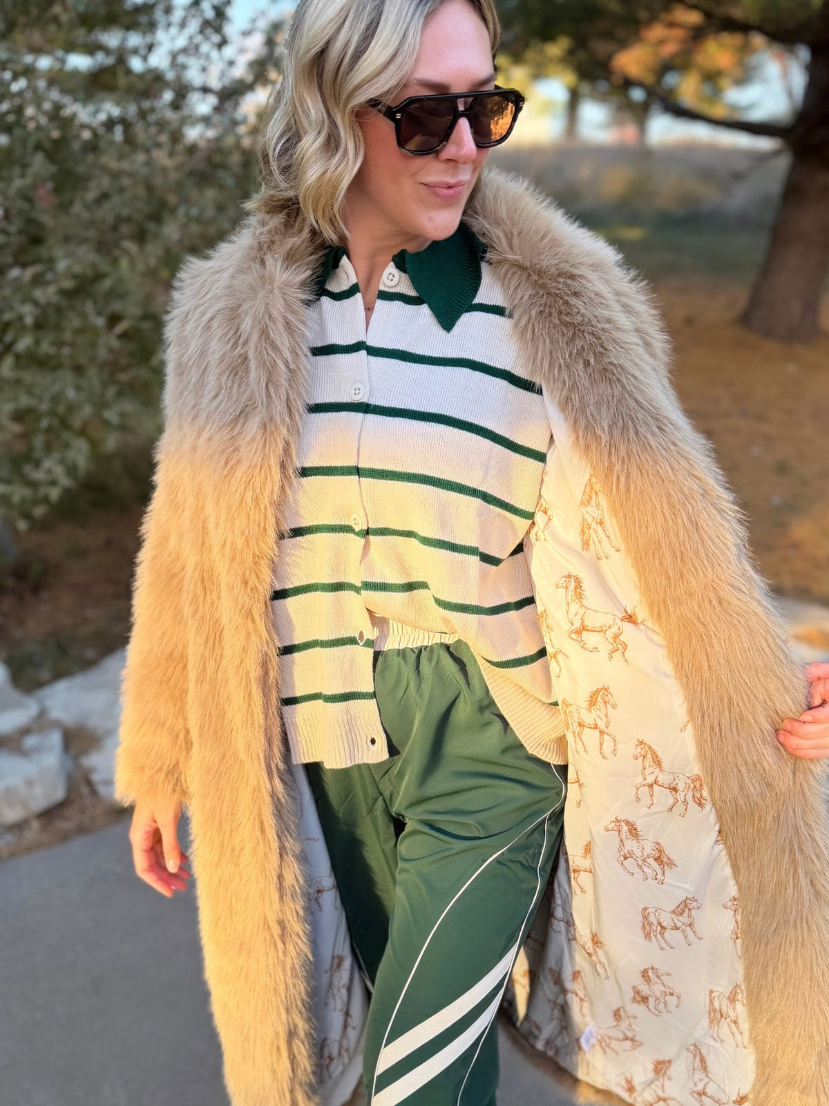 Camel Faux Fur Maxi Coat