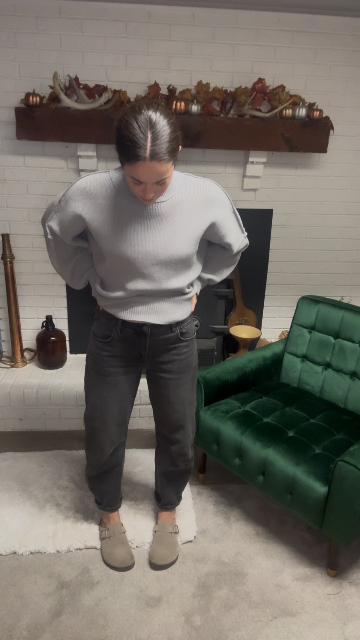 Sammie Medium Grey Stretch Cropped Barrel Jean