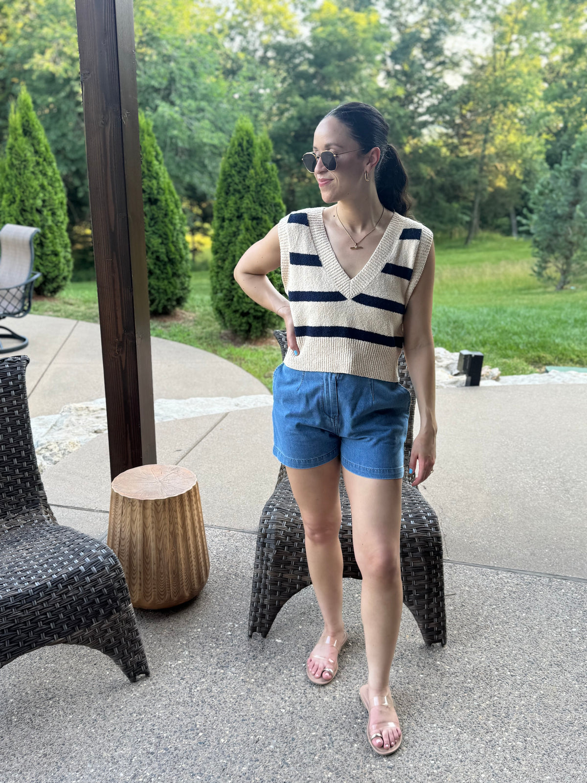 Navy Striped Sweater Vest