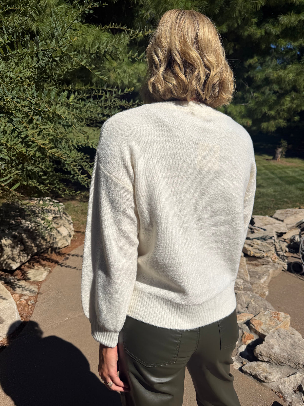 Ivory Tie Front Sweater