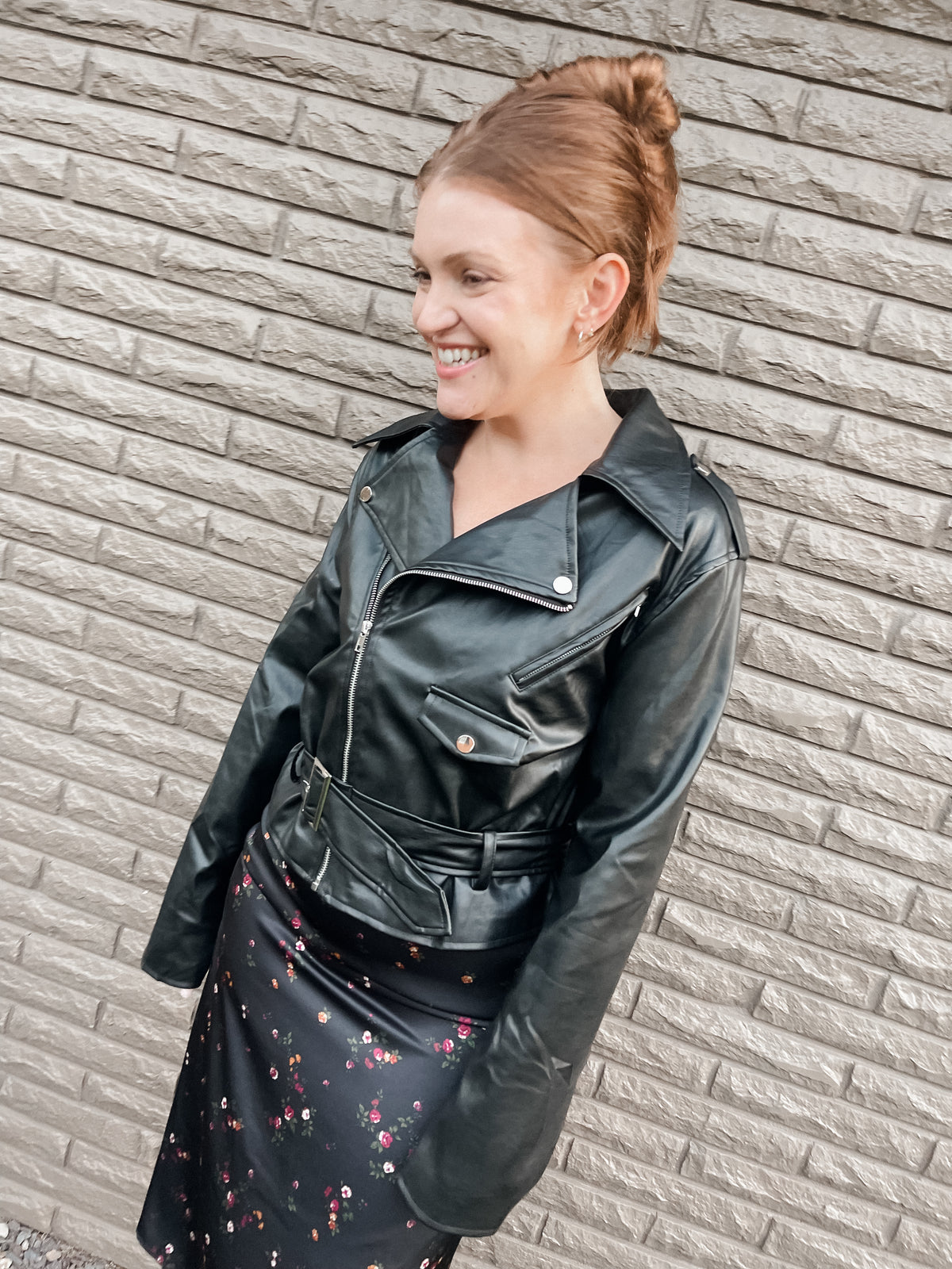 Black Vegan Leather Biker Jacket