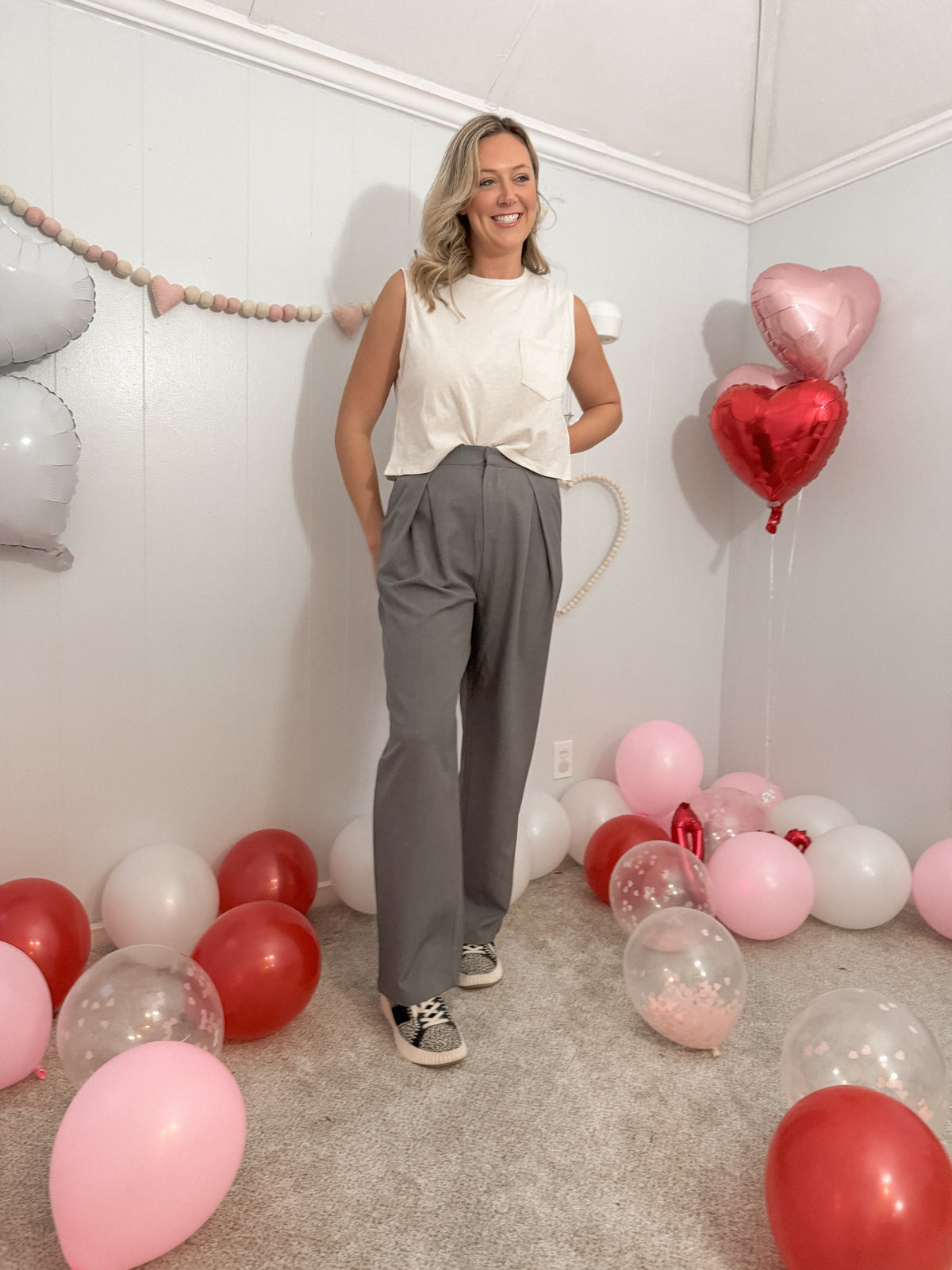 Grey High Waisted Trouser