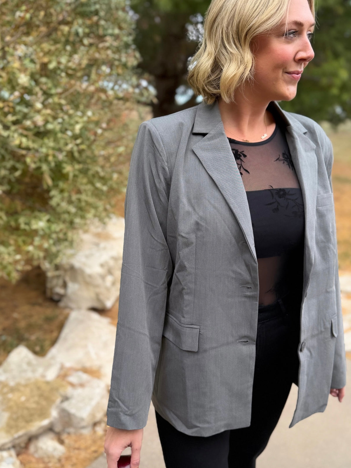 Charcoal Grey Oversized Blazer