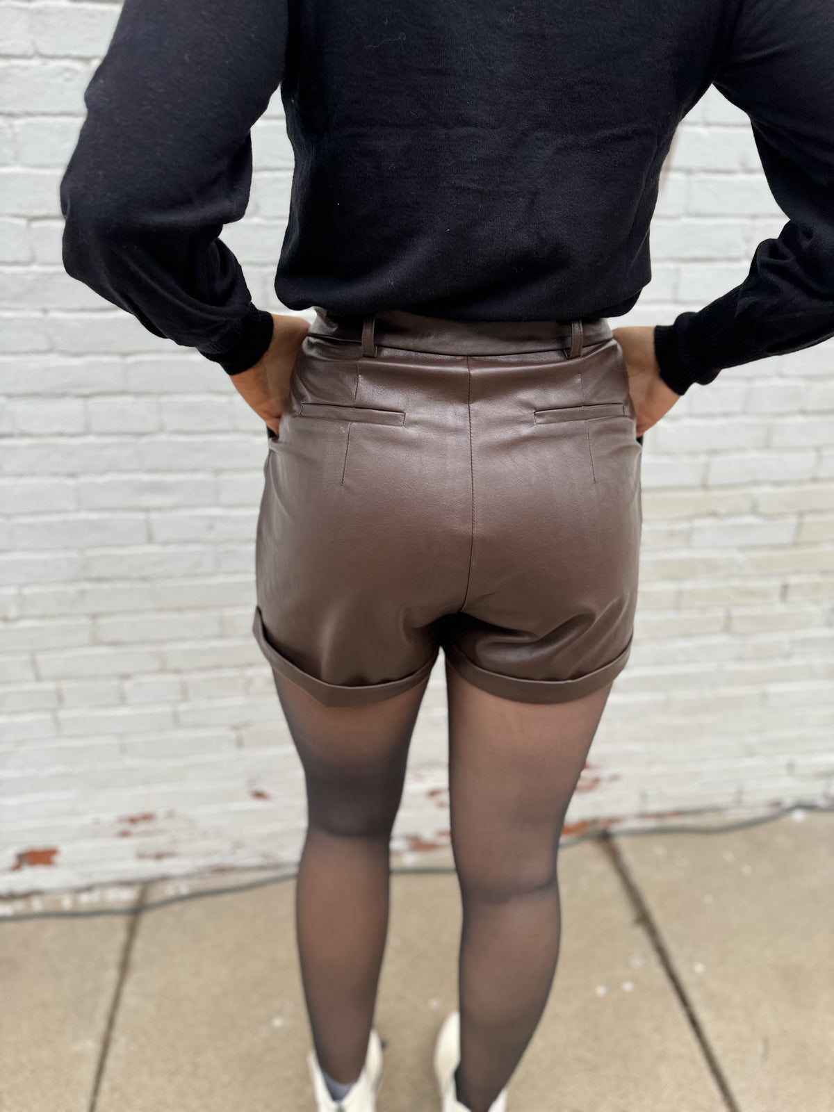 Chocolate Faux Leather Shorts