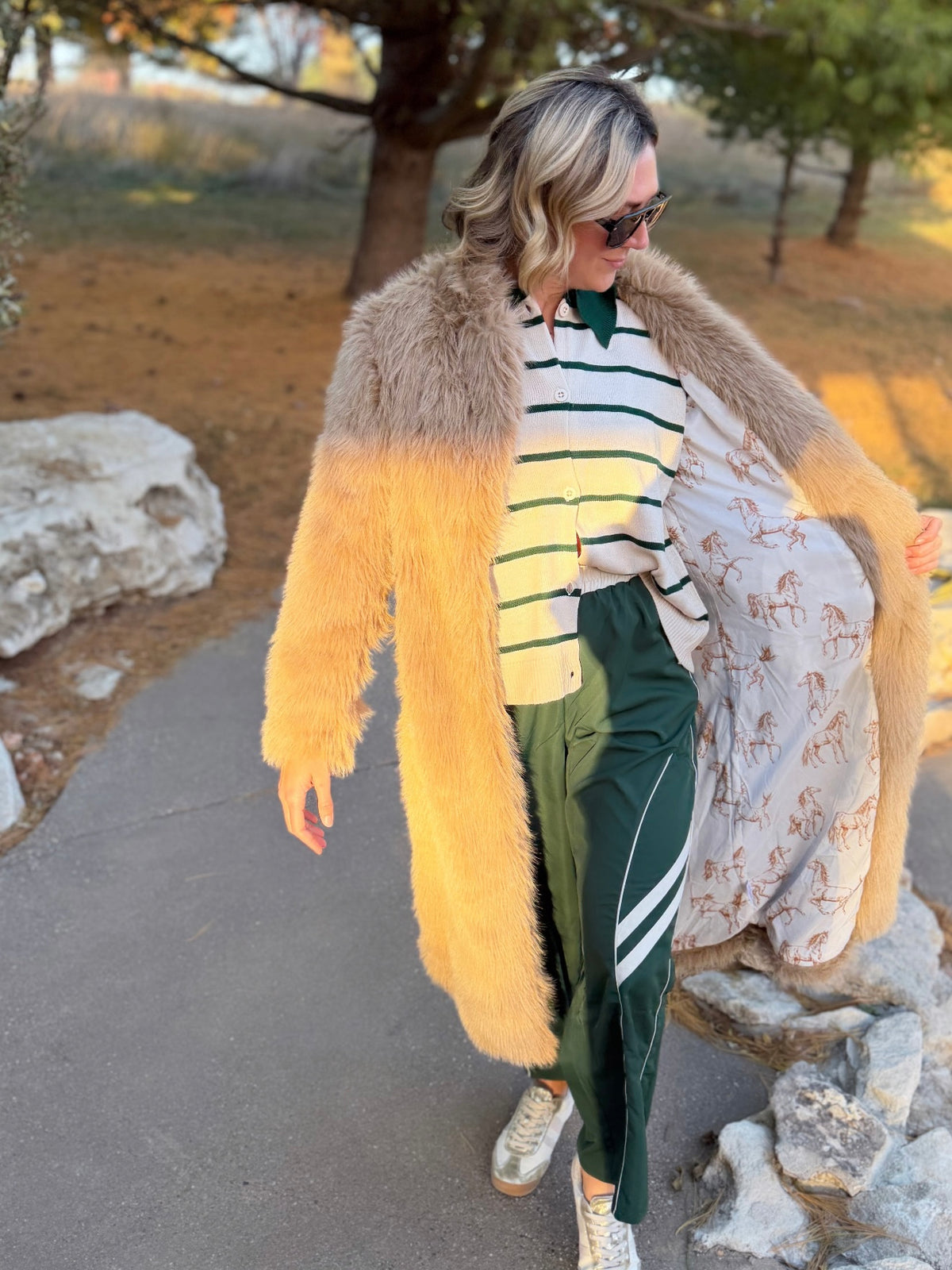 Camel Faux Fur Maxi Coat