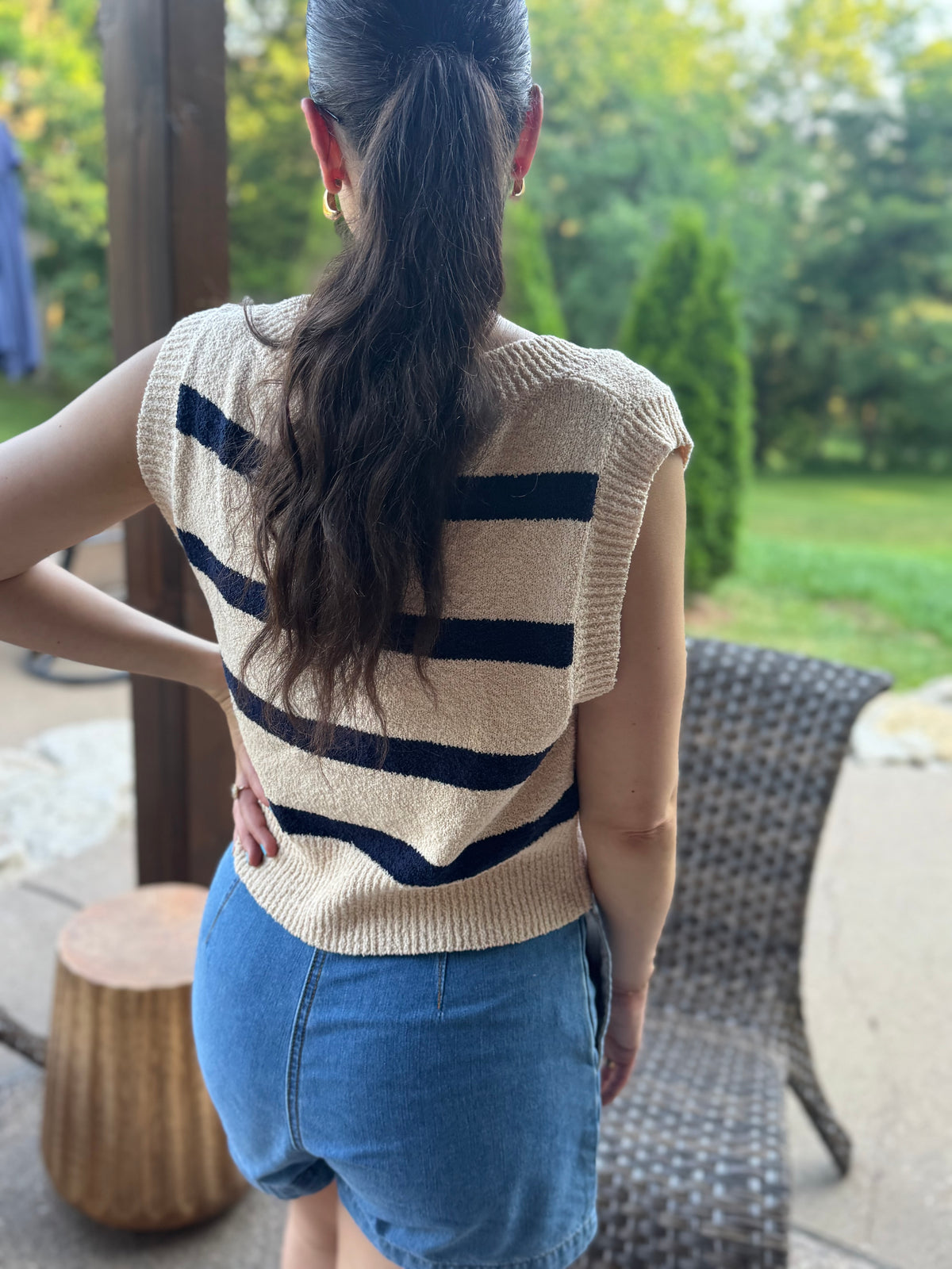 Navy Striped Sweater Vest