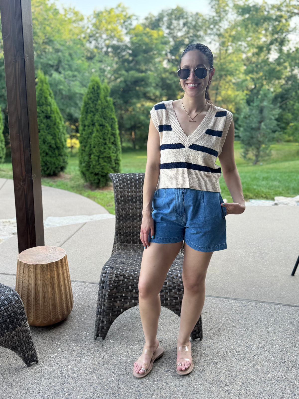 Navy Striped Sweater Vest