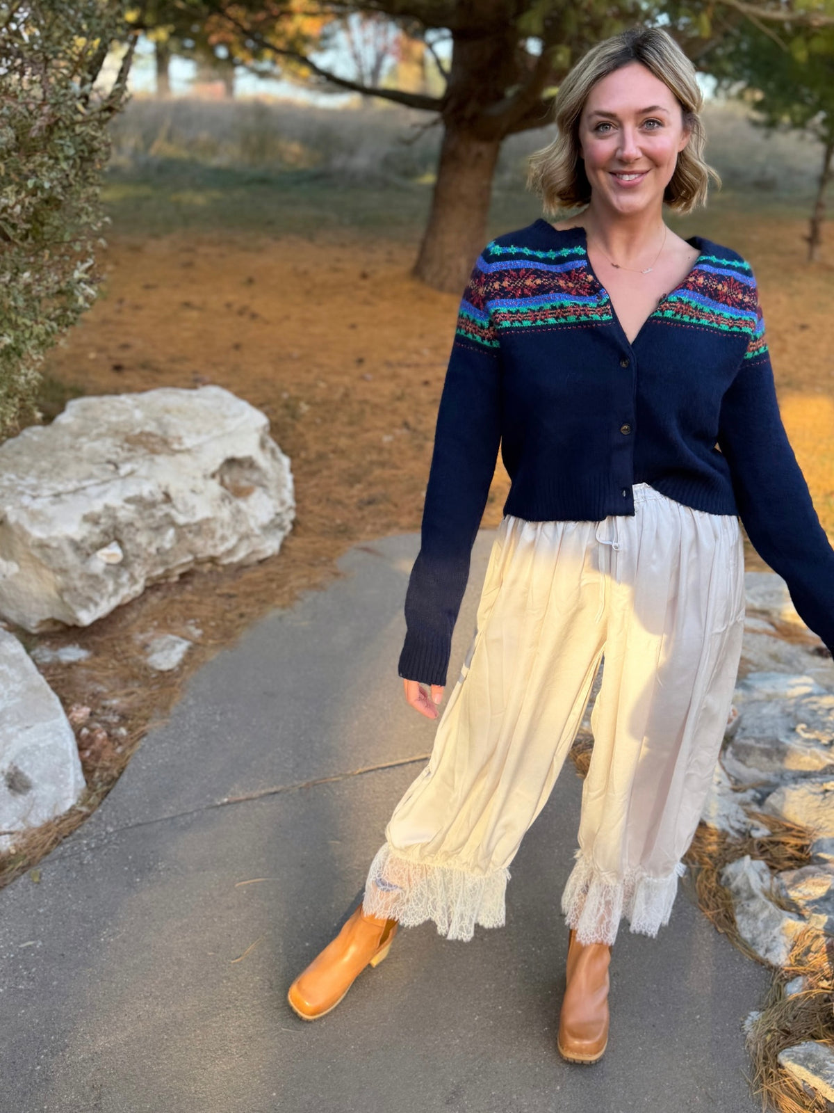 Navy Argyle Cardigan