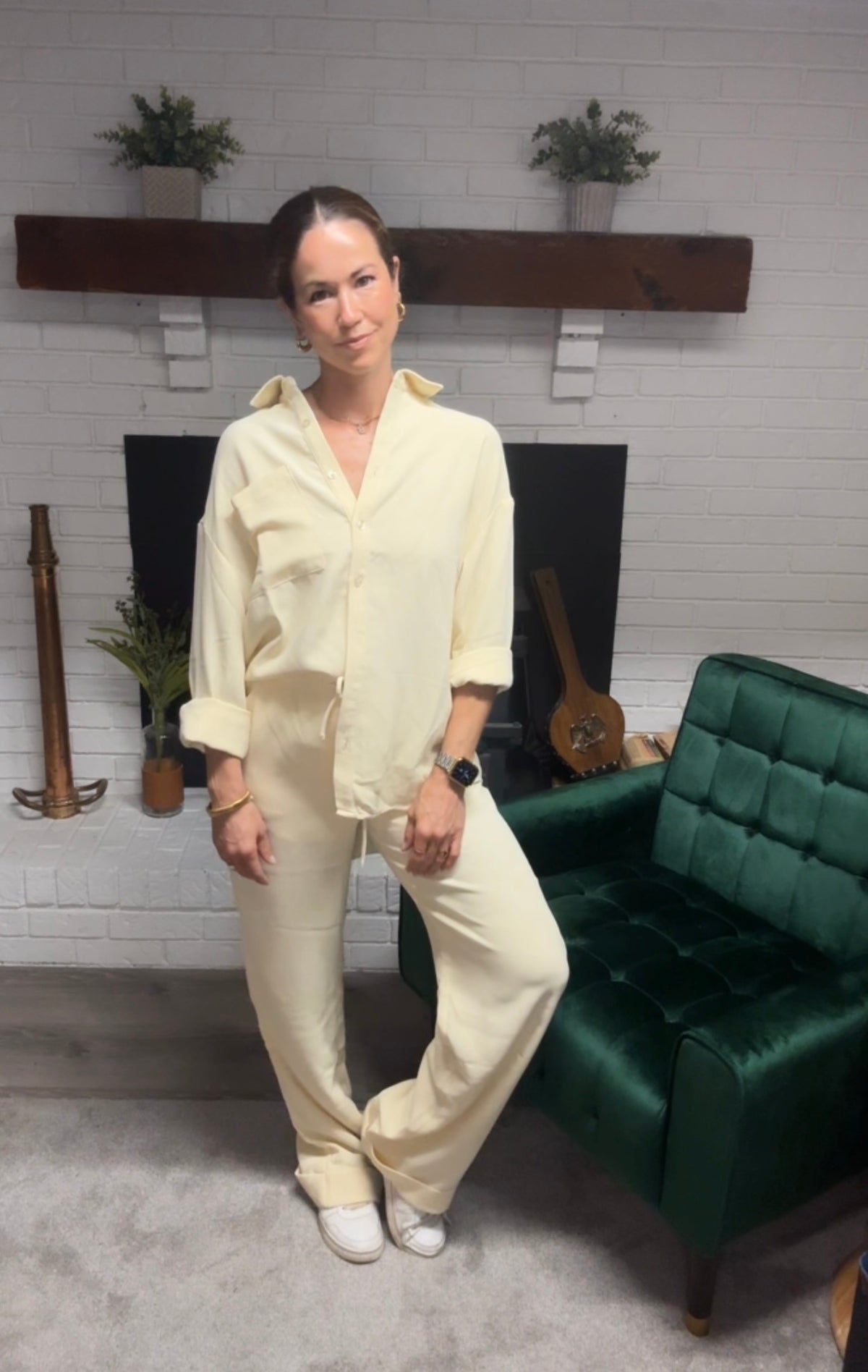Butter Yellow Rolled Hem Pants