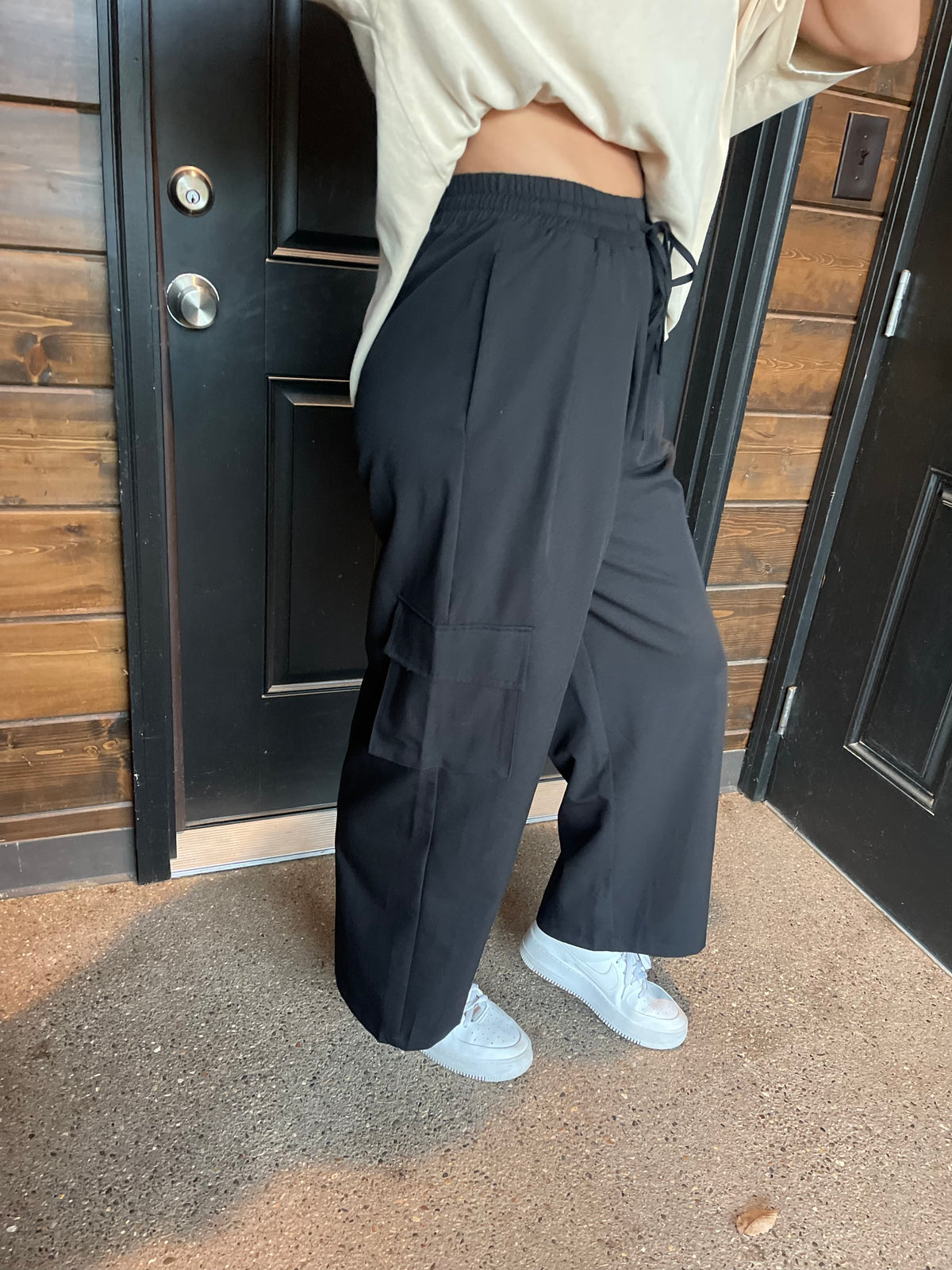 Black Wide Leg Cargo Pants