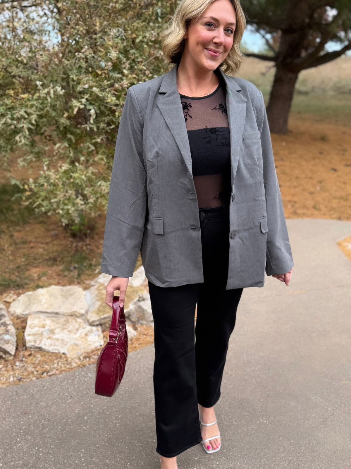 Charcoal Grey Oversized Blazer