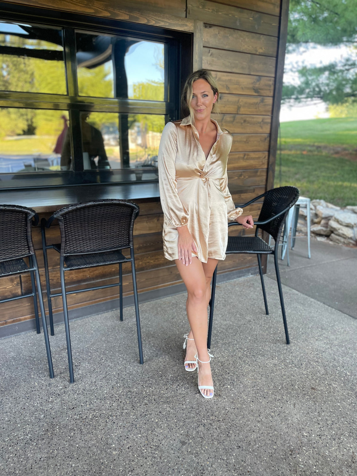 Champagne Gold Long Sleeve Mini Dress