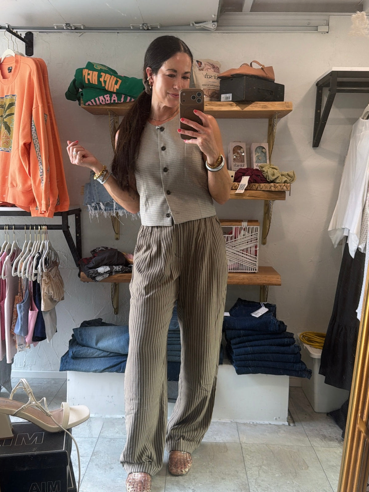 Brown Striped Trouser