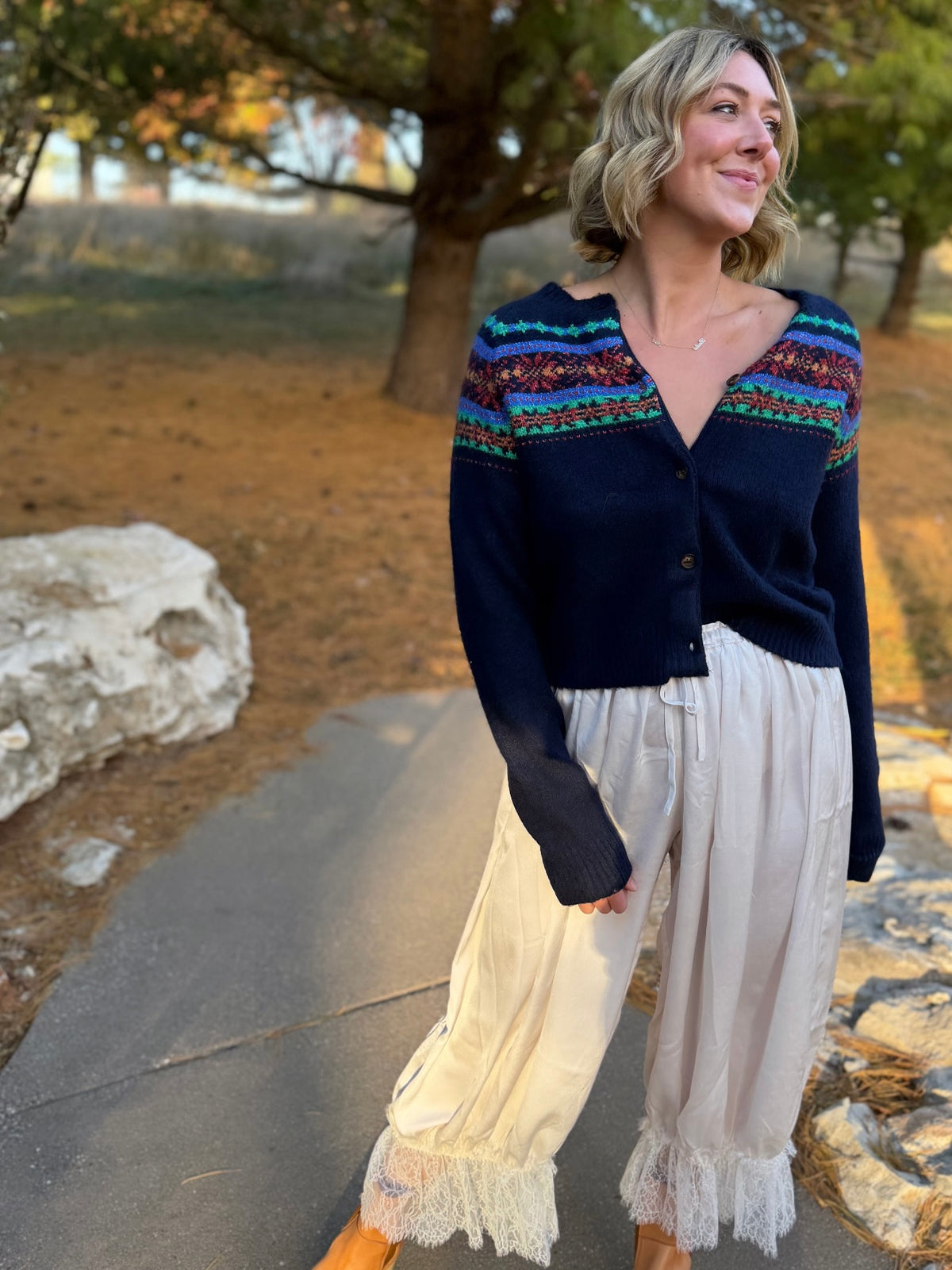 Navy Argyle Cardigan