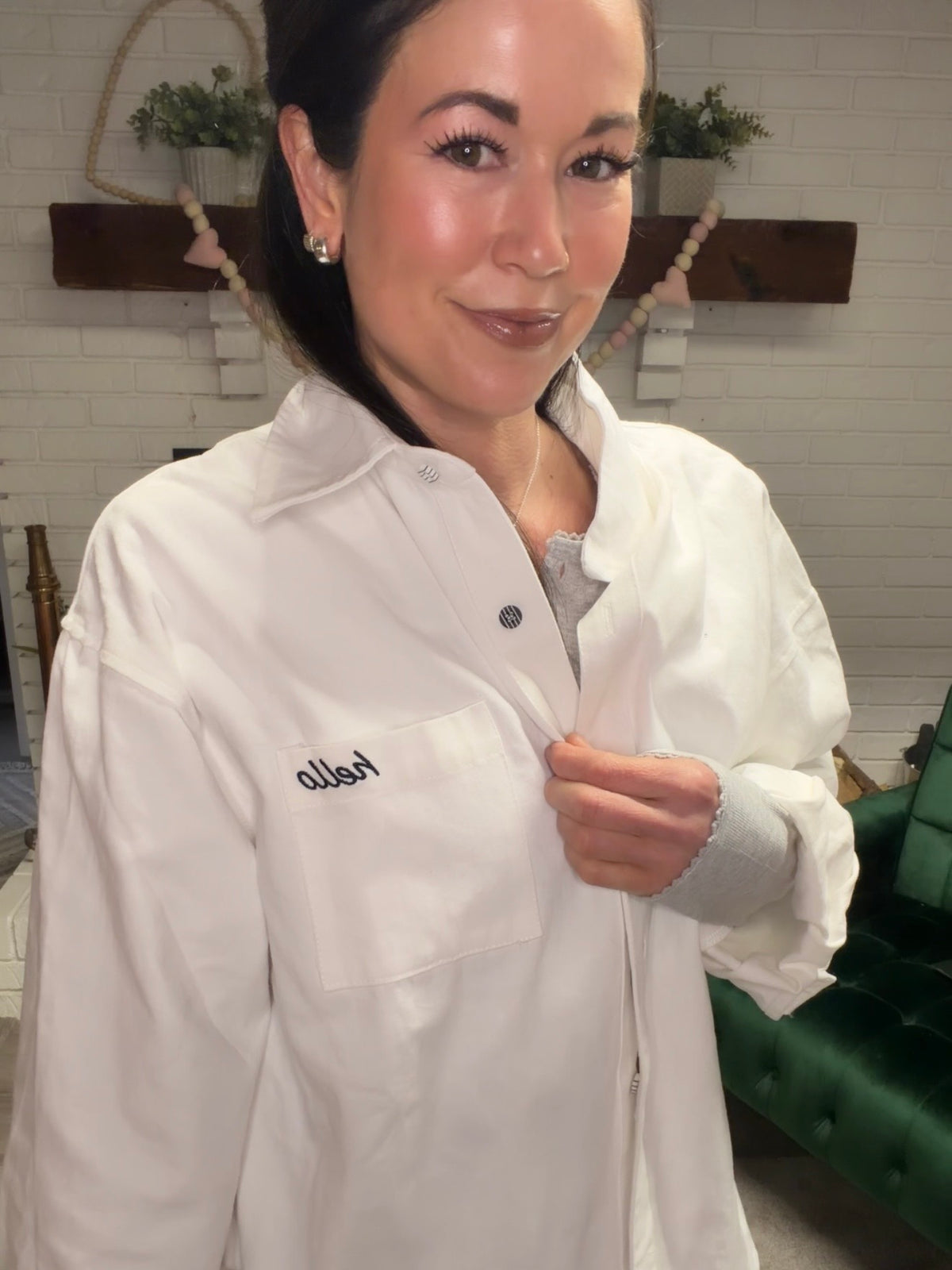 White Button Front Hello Shacket | Women's Shirt Jacket