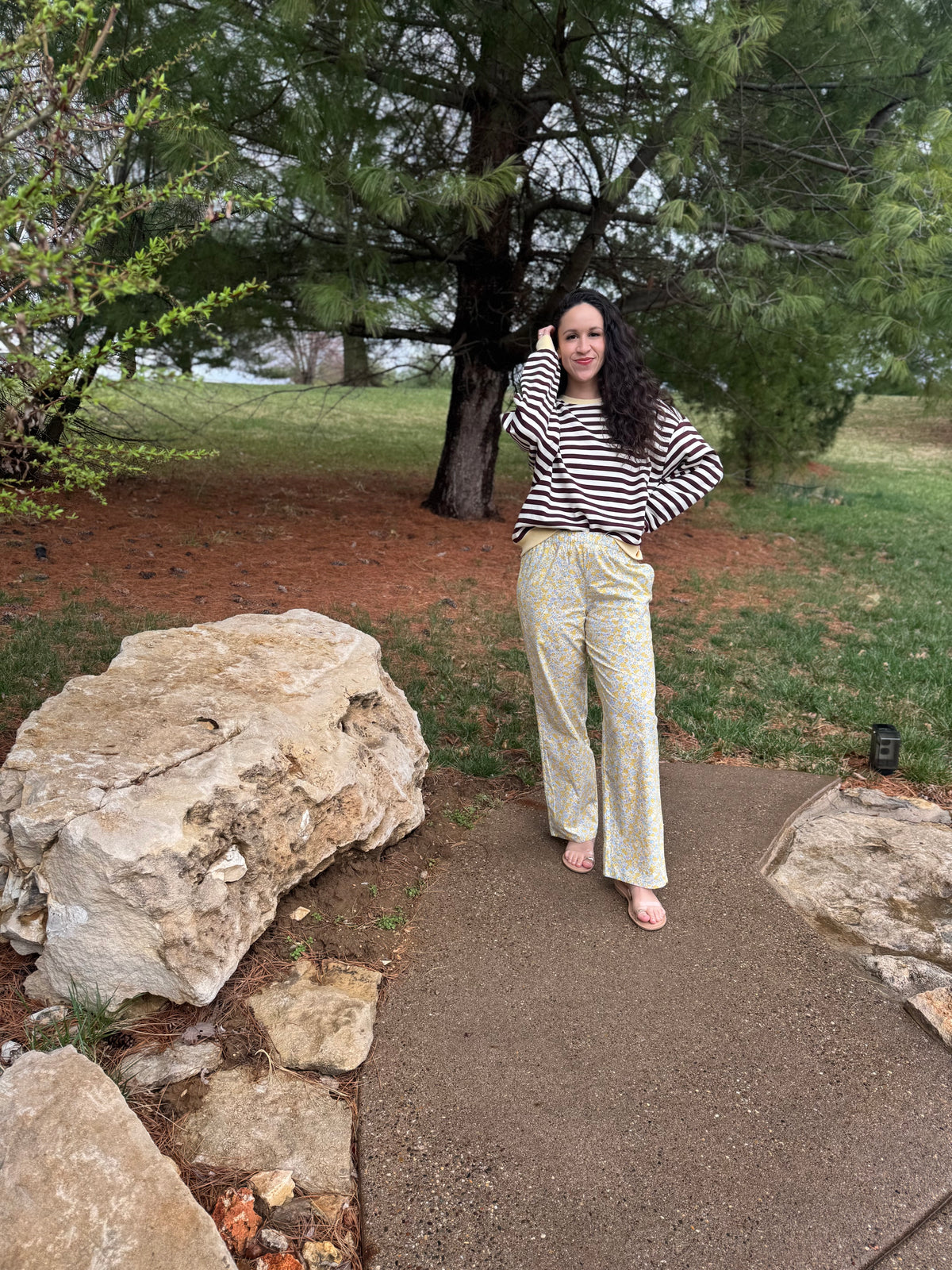 Yellow Floral Printed Lounge Pants