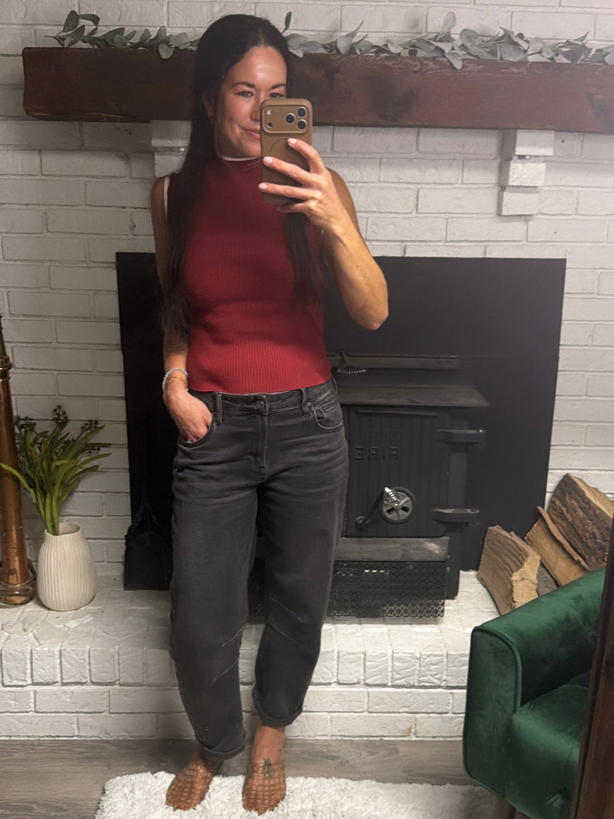 Dark Red Sleeveless Sweater